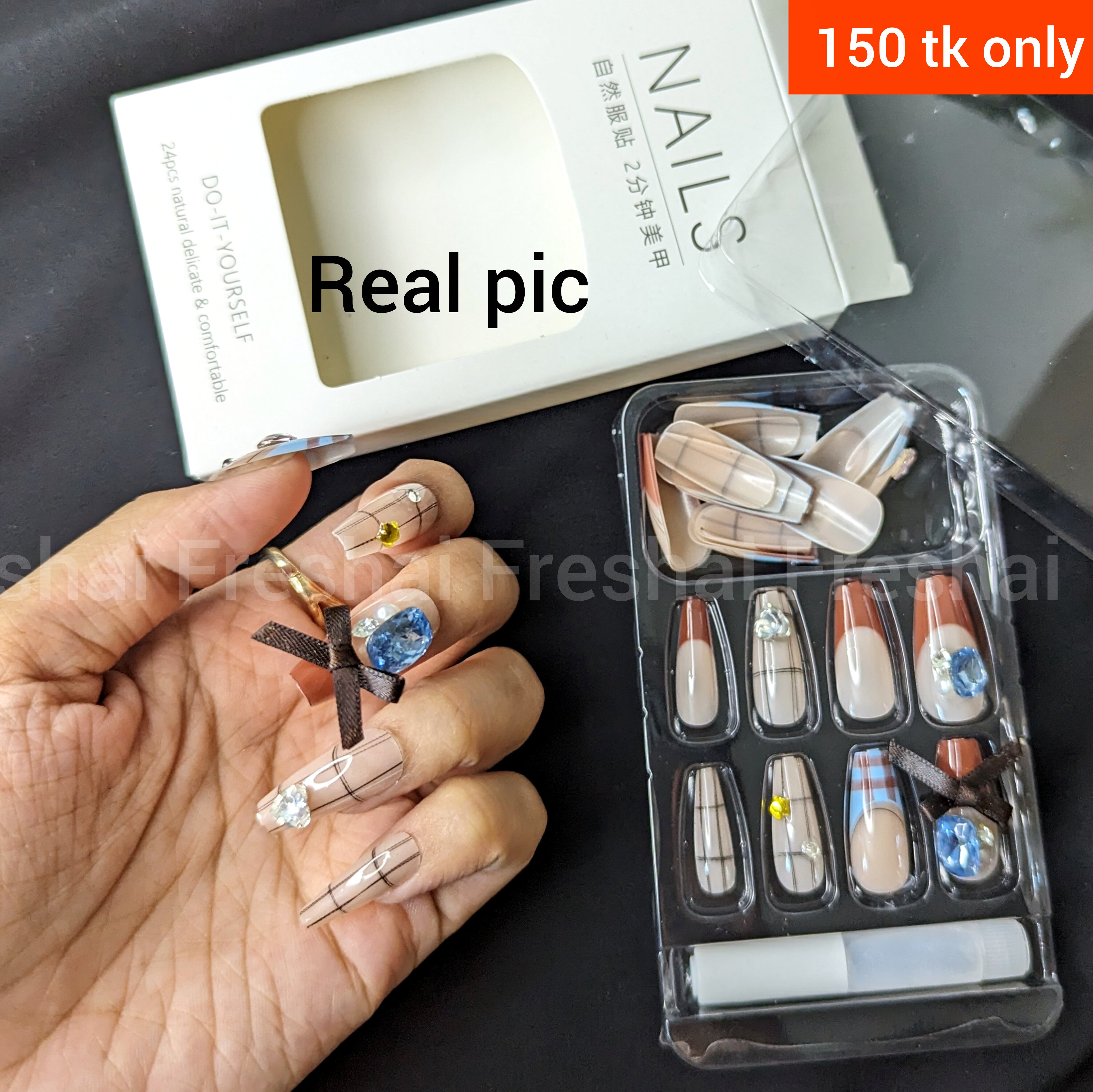 Ribbon Bow Press On Nails