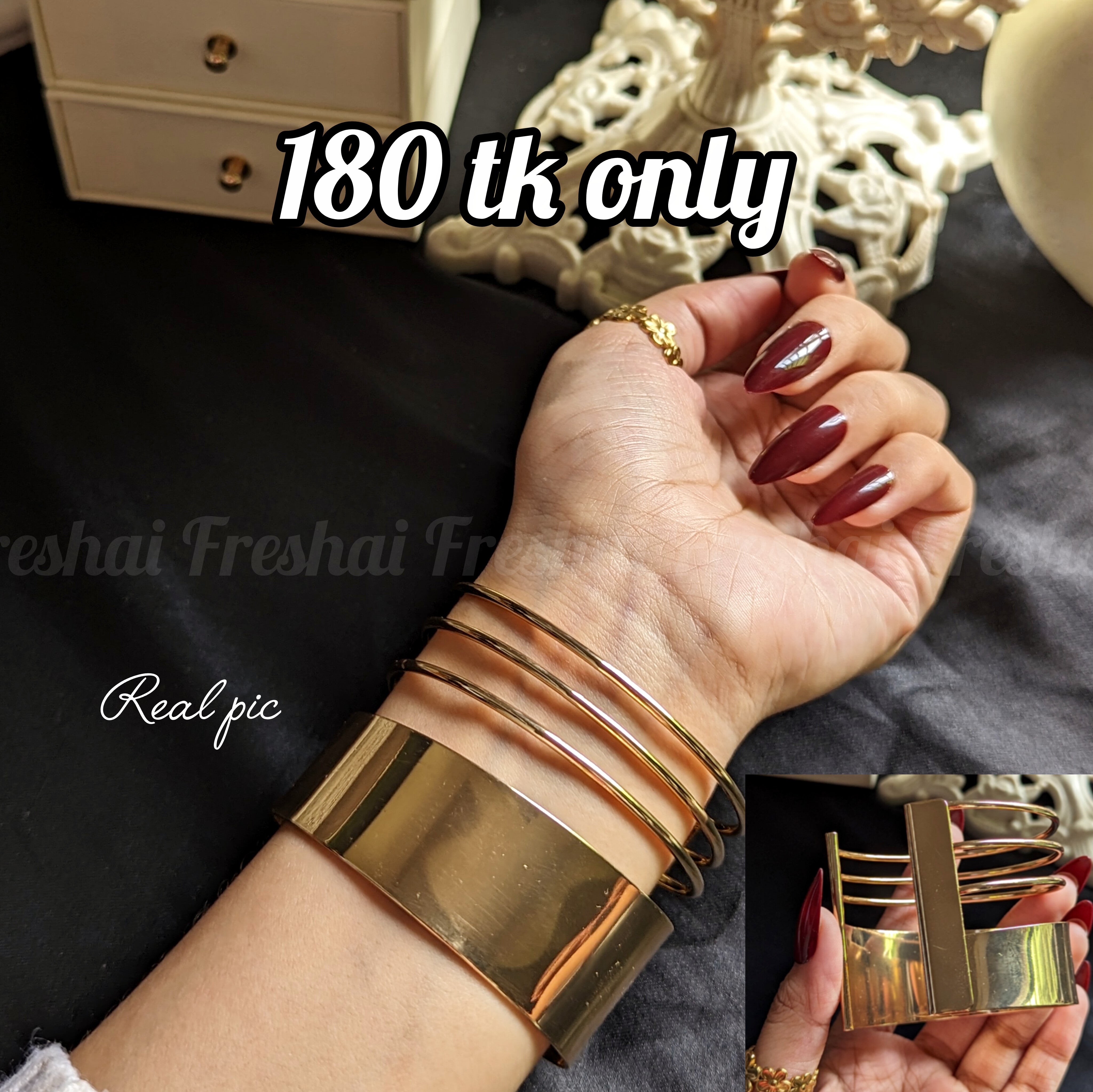 Triple Band & Plate Cuff