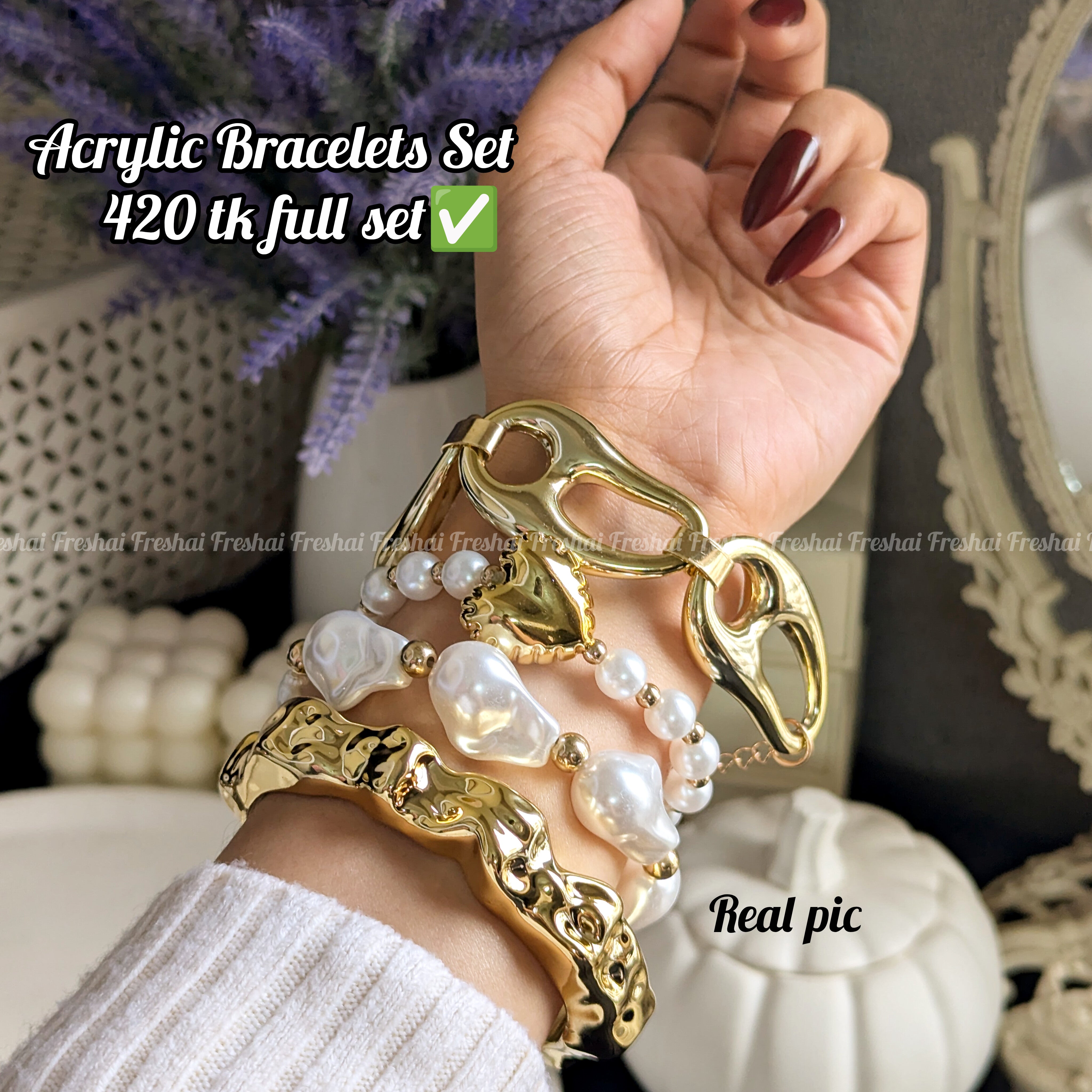 Luxury Metallic Acrylic Bracelet Set