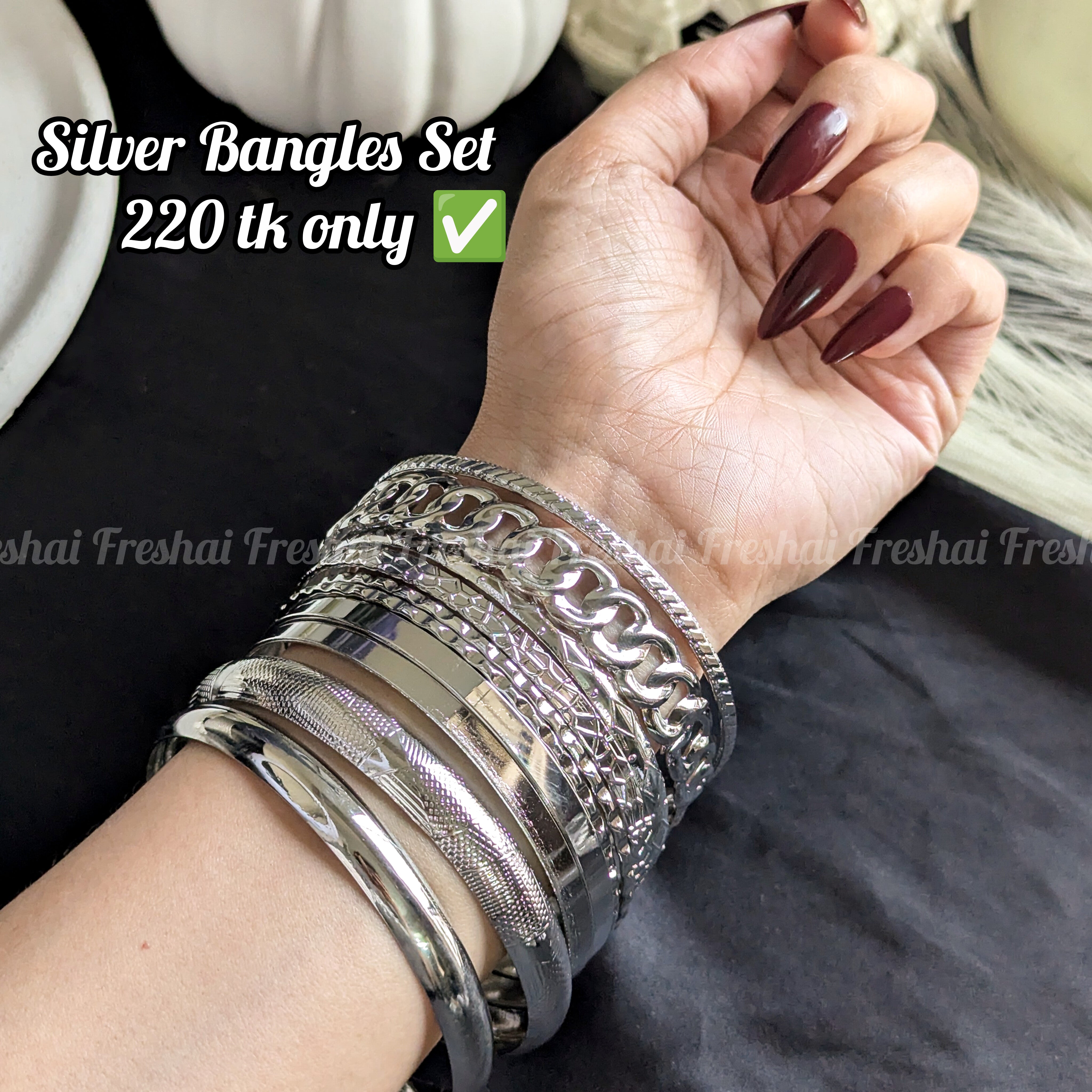 Silver Bangles Set