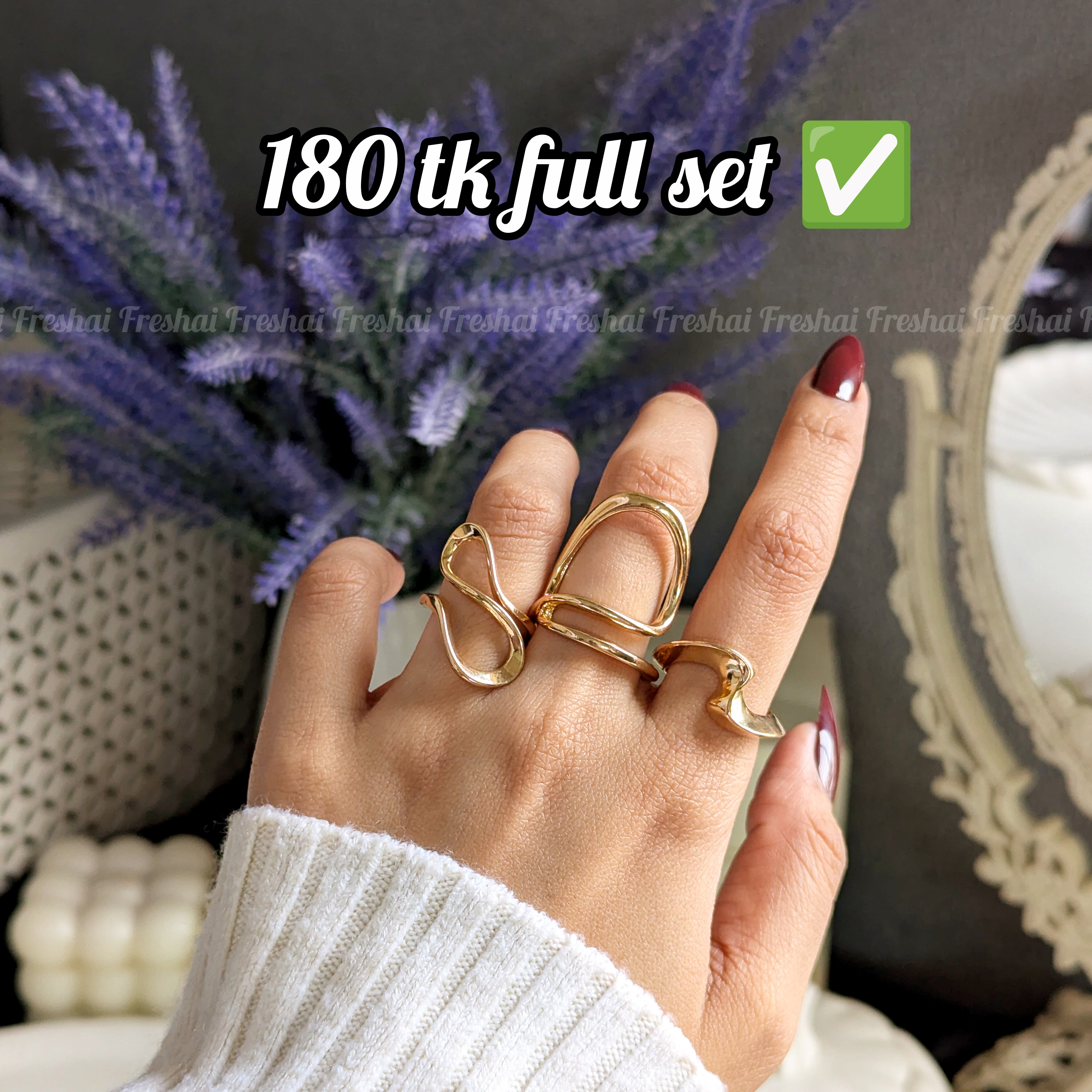 S-Shape & D-Loop Open Ring Set (3pcs)