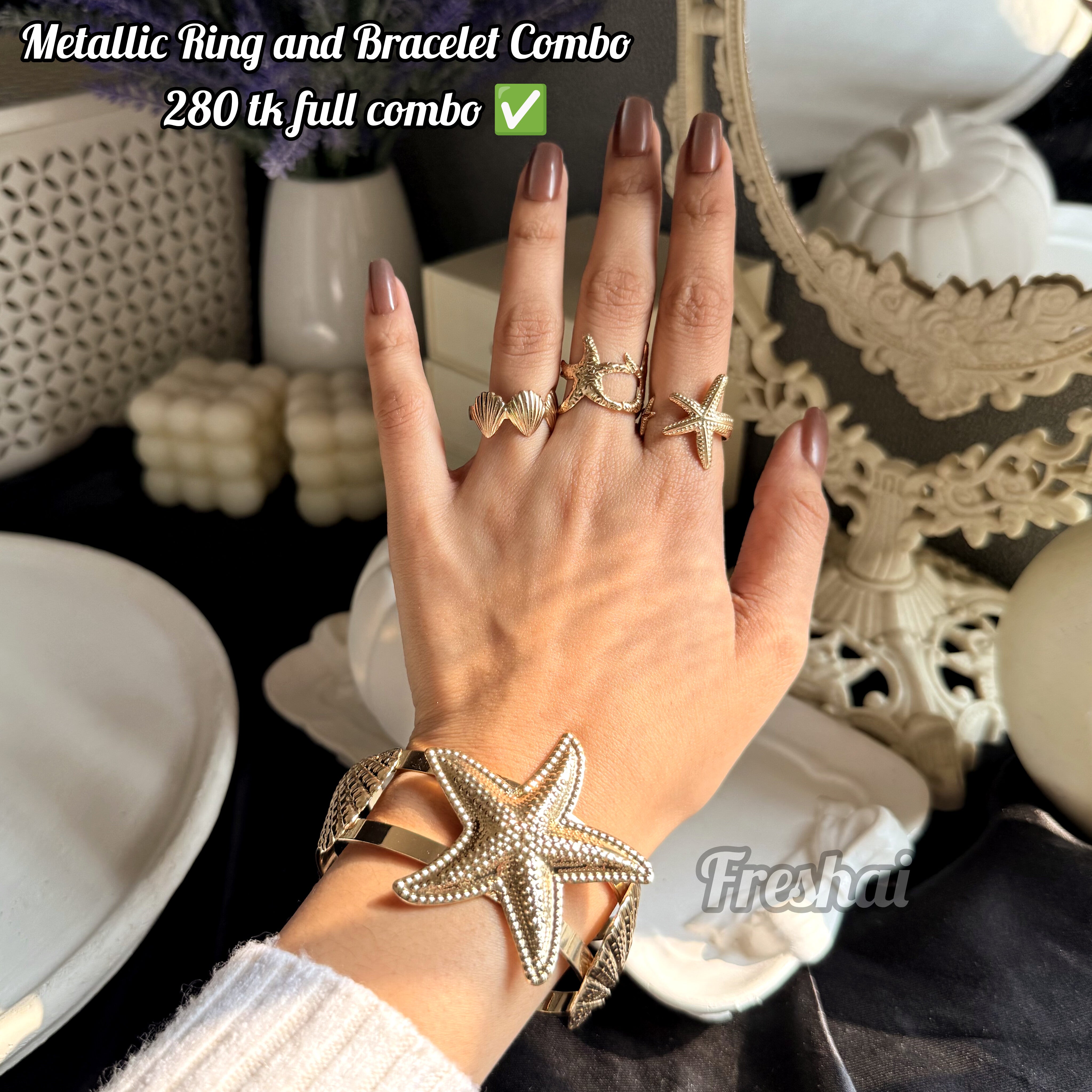 Starfish Ring & Bracelet Combo