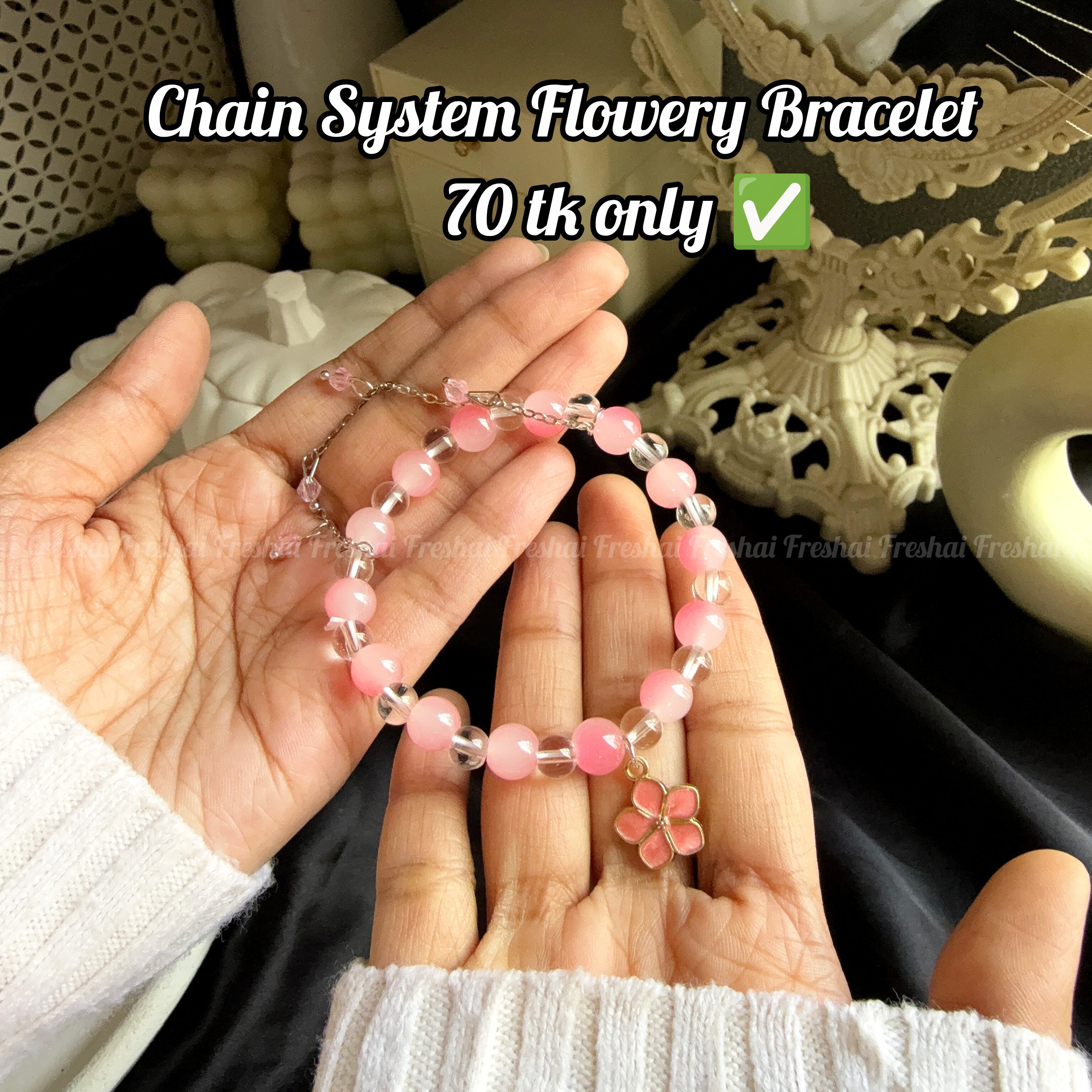 Chain System Flowy Bracelet - Pink