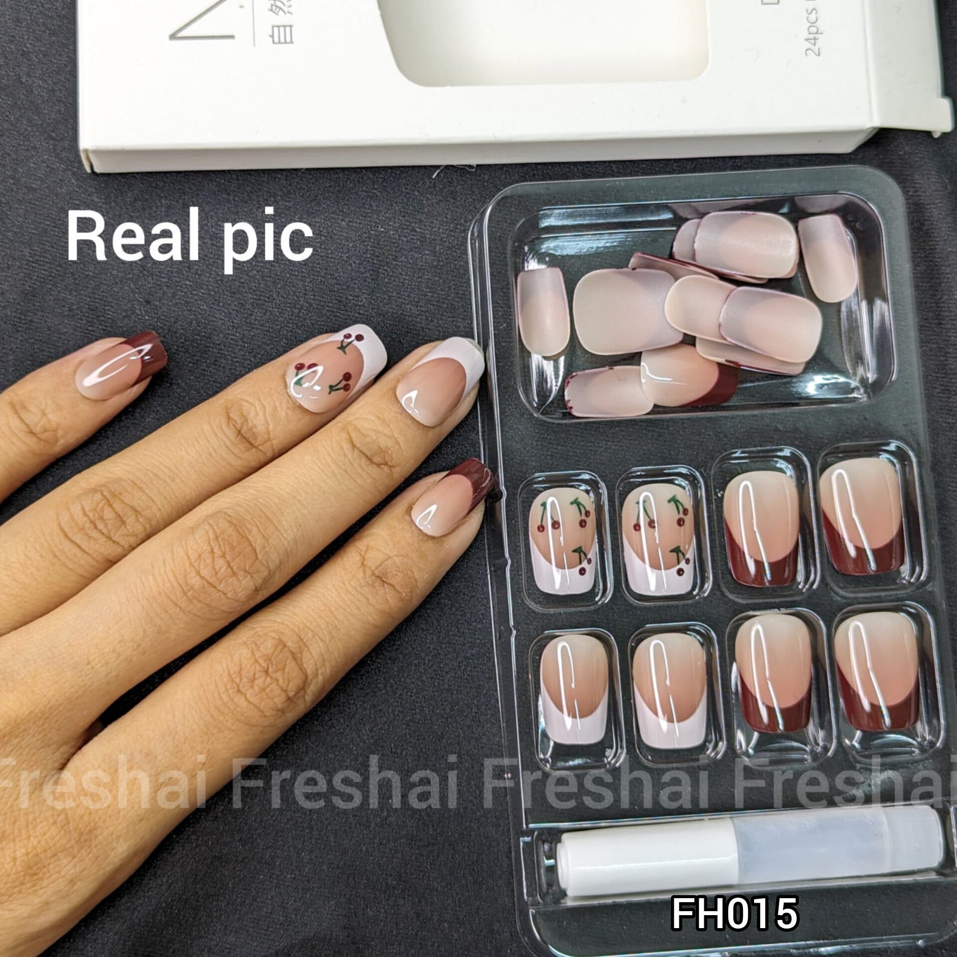 Premium Brown Cherry Press On Nails