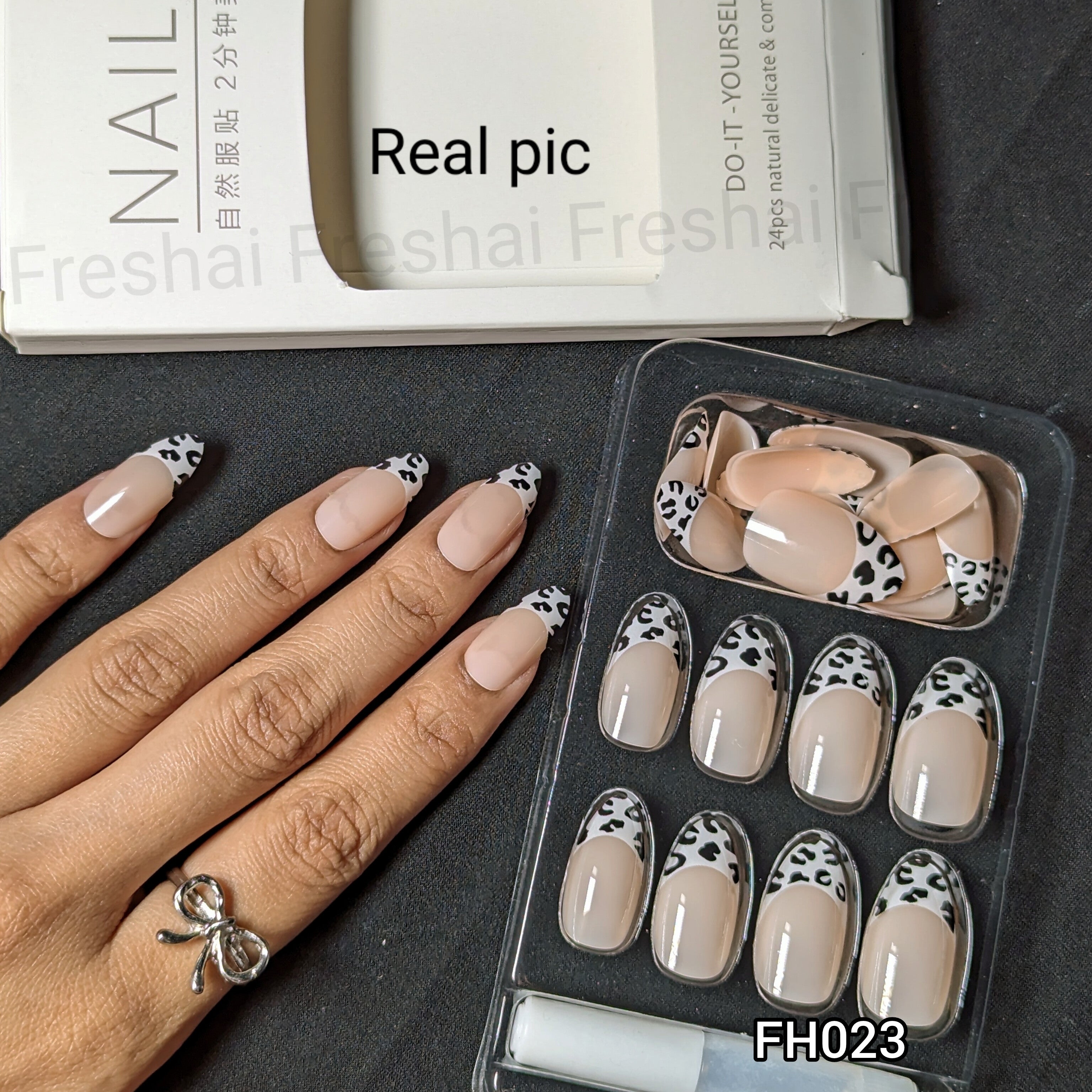 Leopard Print French Tip Press-On Nails
