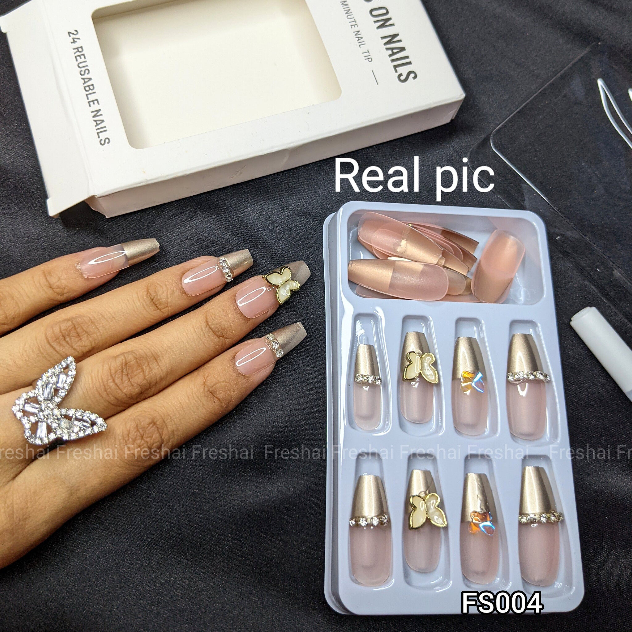 Rose Gold French Press On Nails