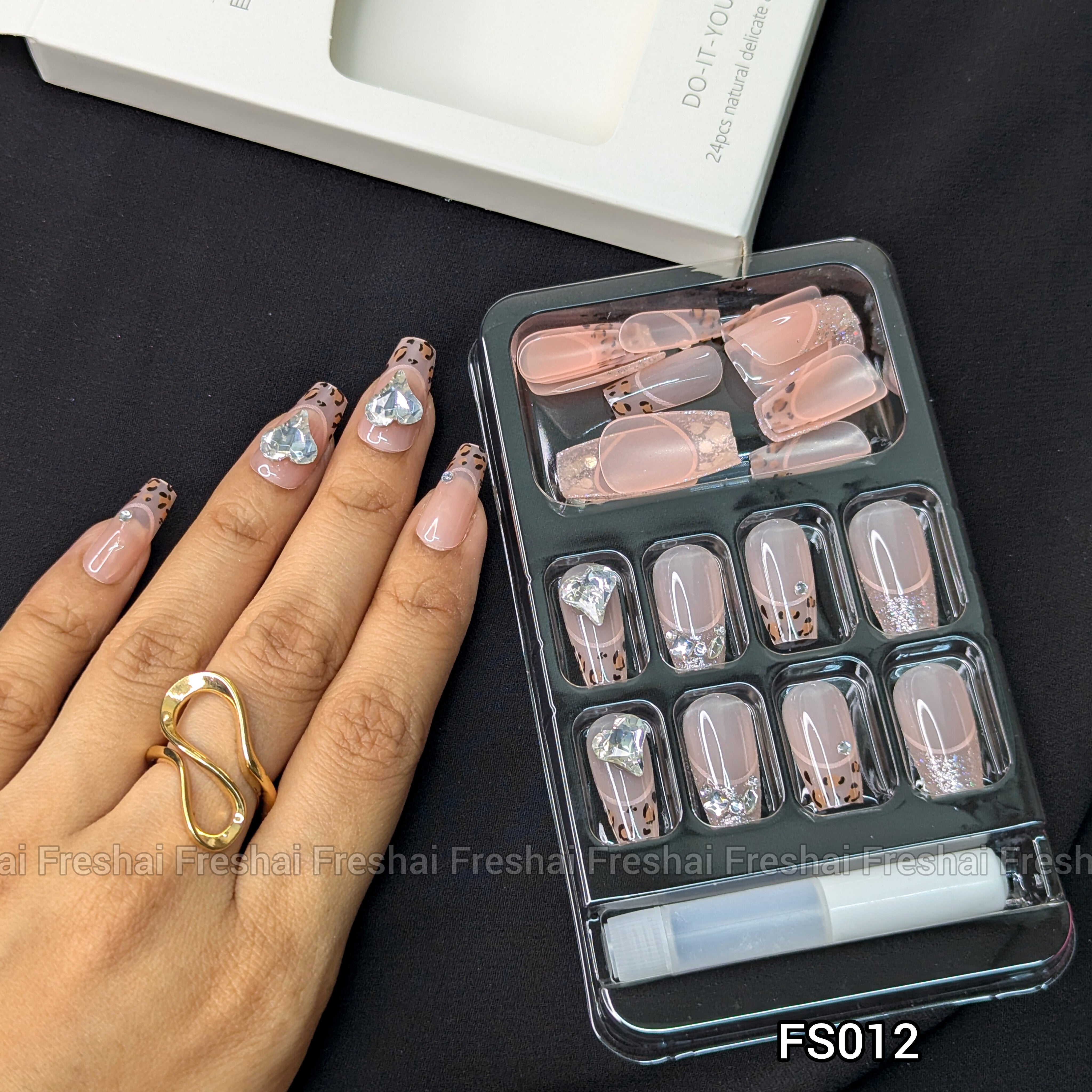 Brown Leopard Stone Press On Nails