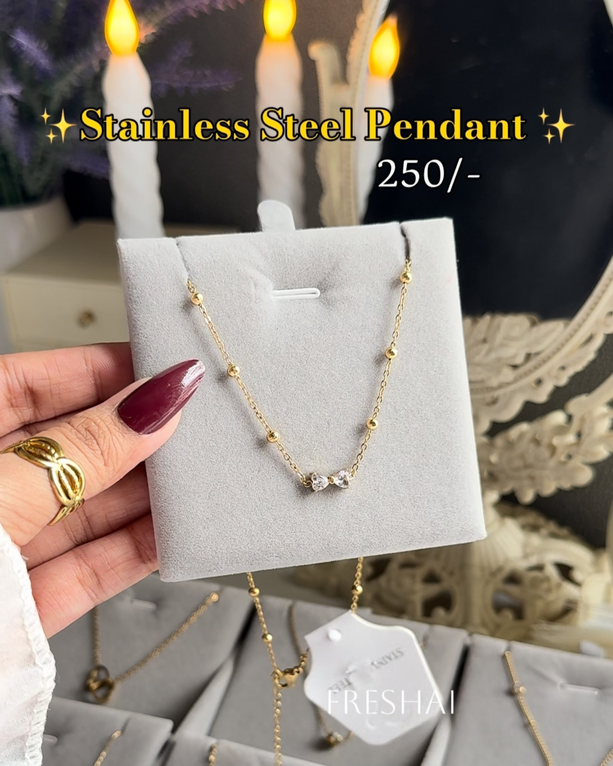 Crystal Bead Stainless Steel Pendant