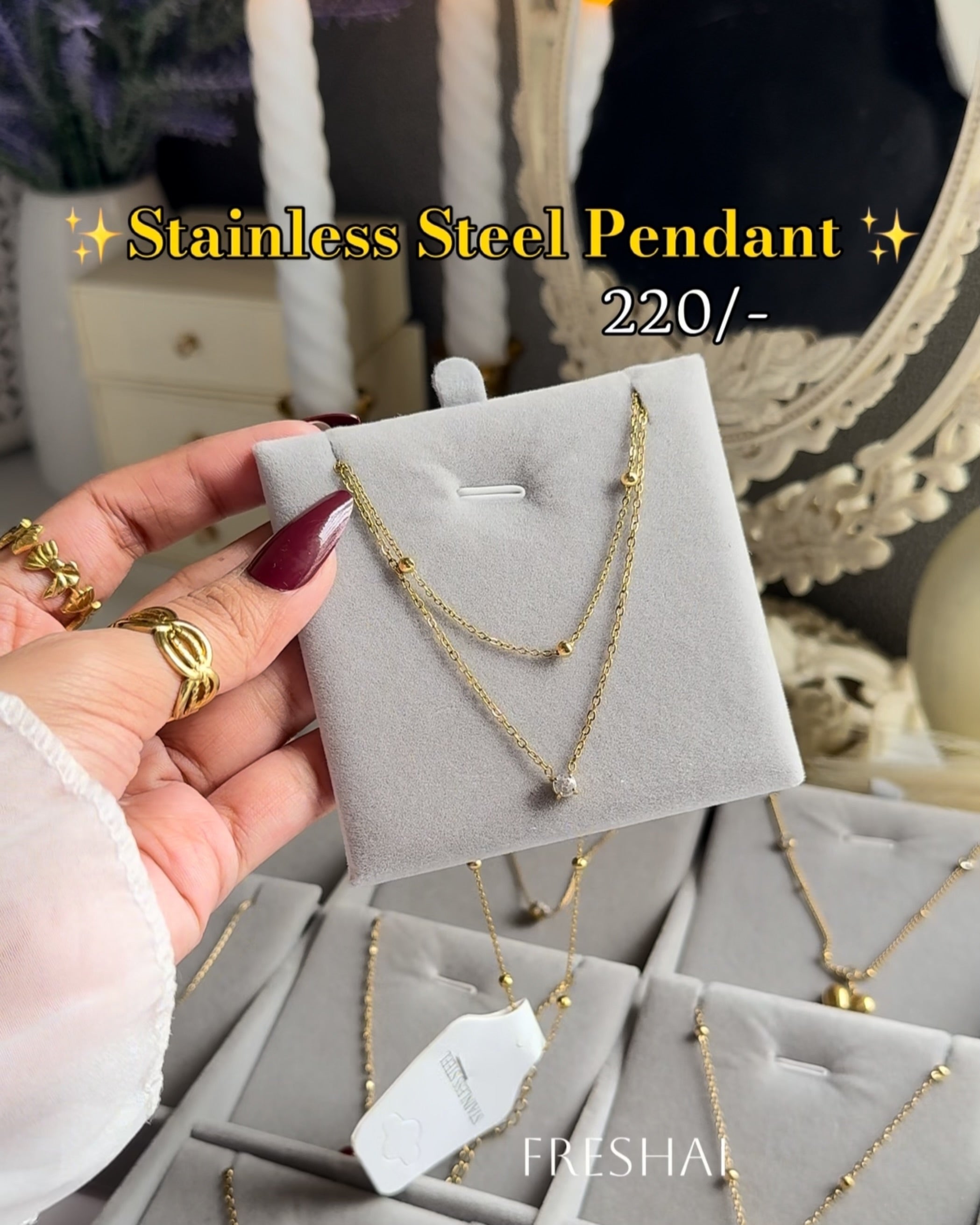 Double Layer Crystal Stainless Steel Pendant