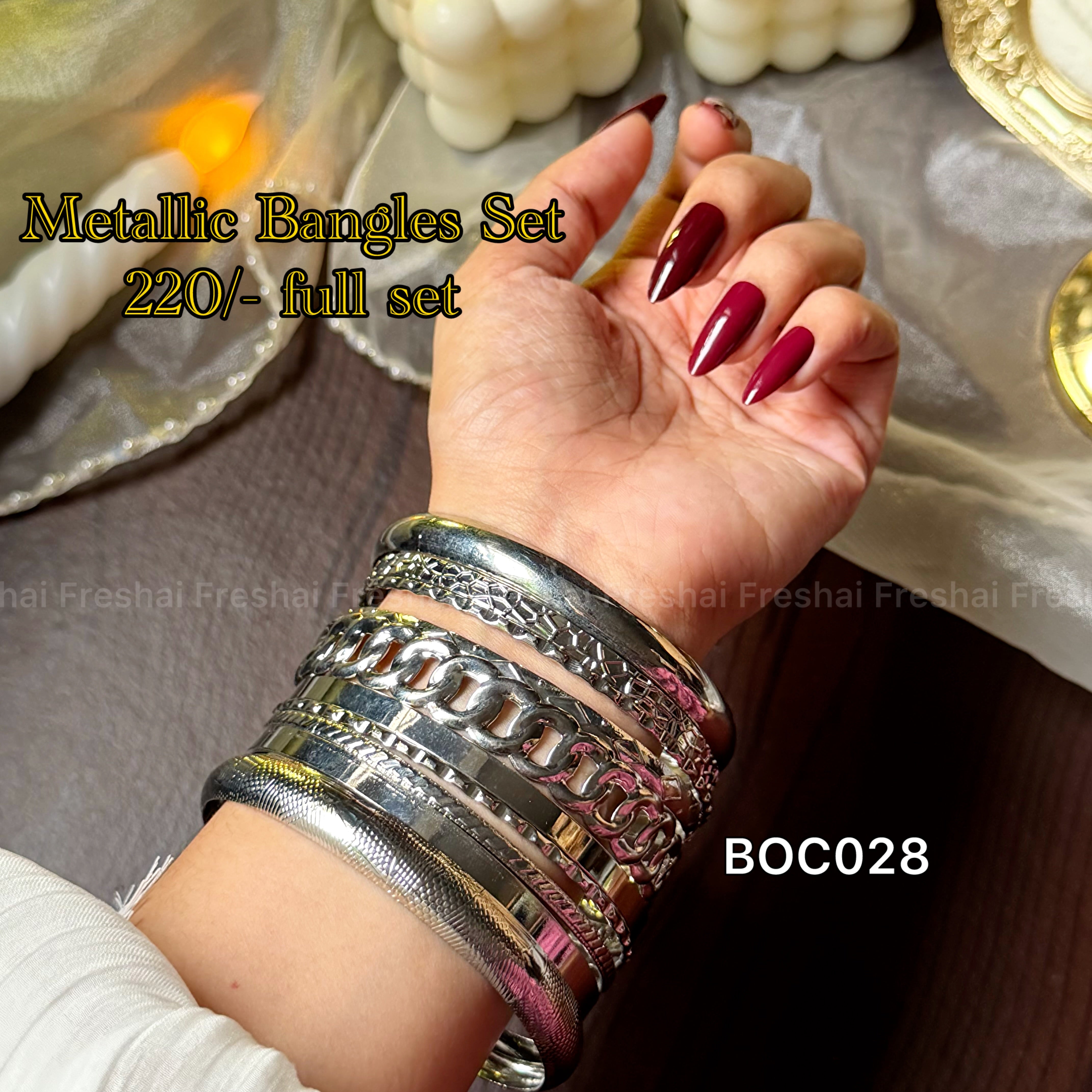 Silver Metallic Bangles Set
