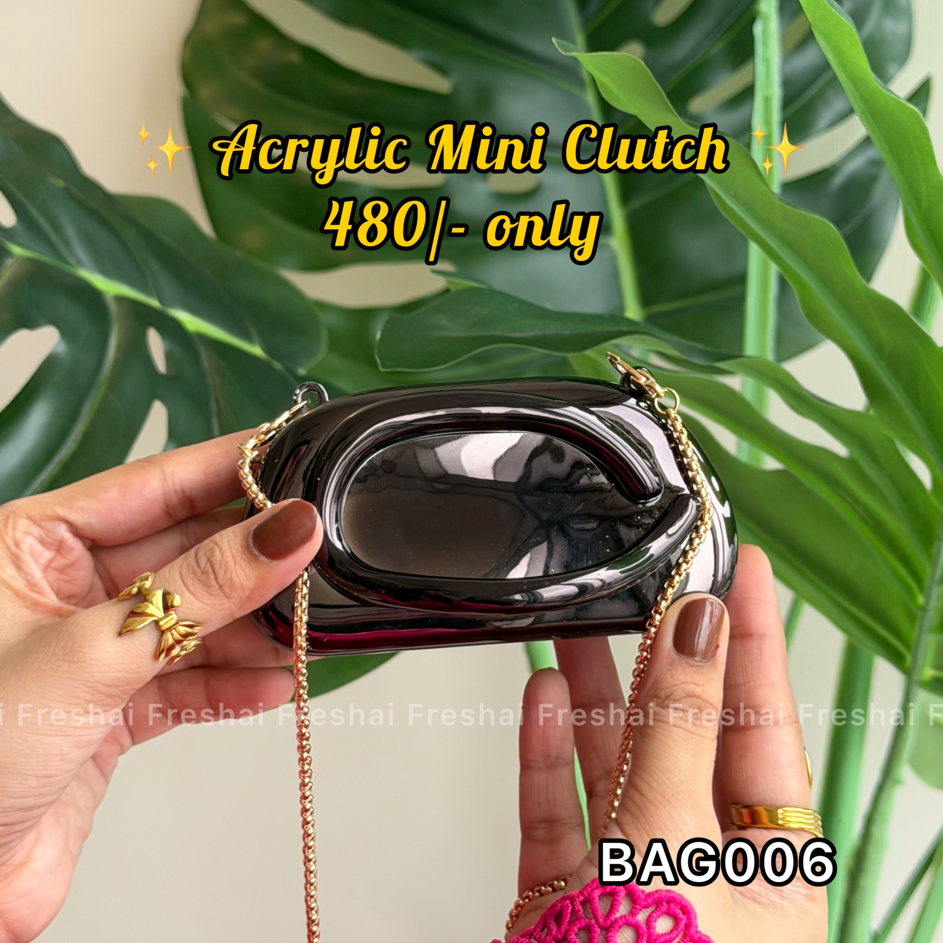Metallic Black Oval Acrylic Bag