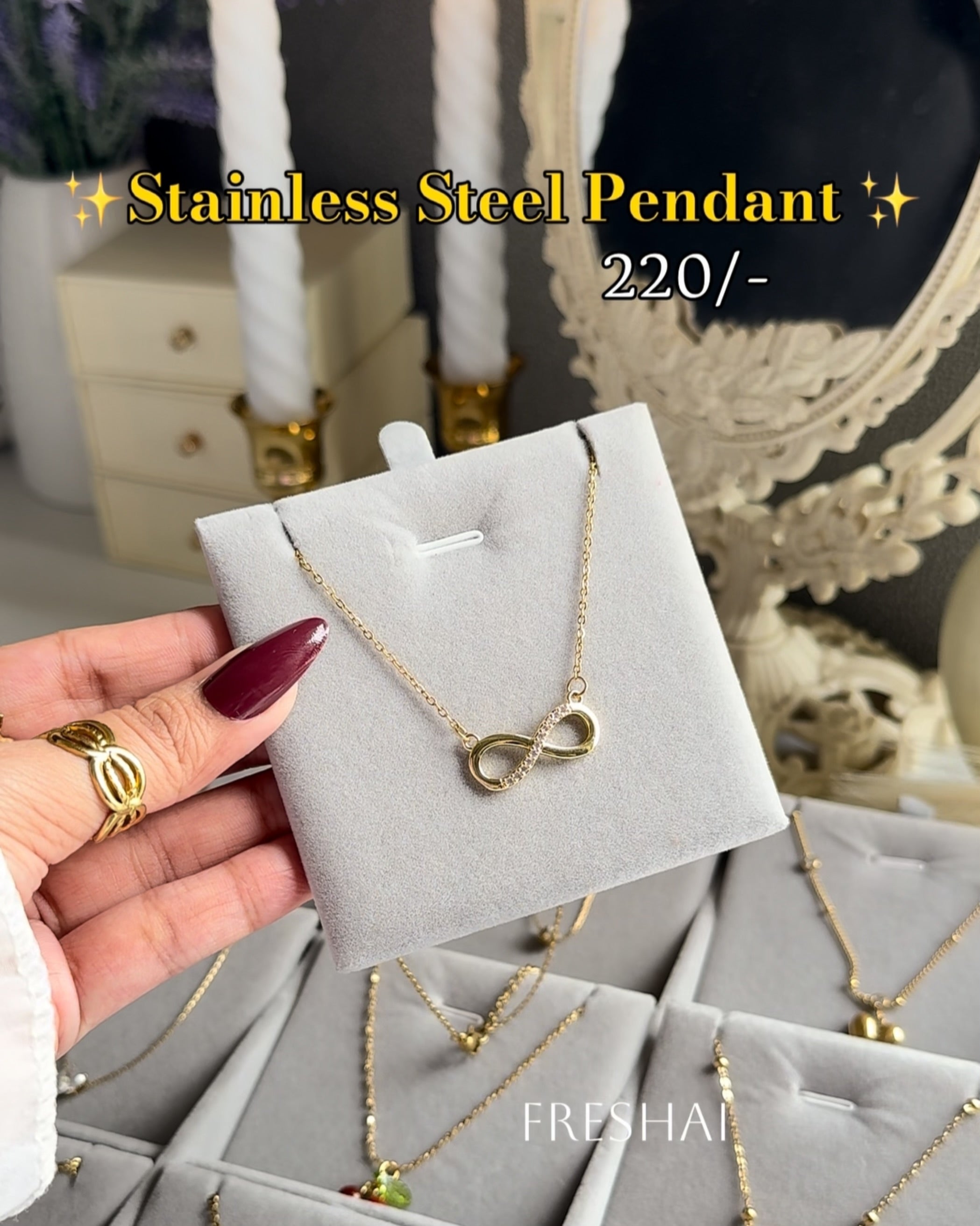 Crystal Infinity Stainless Steel Pendant