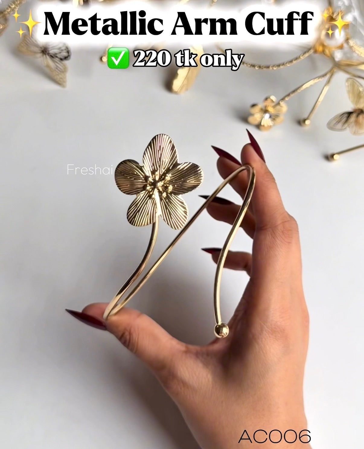 Metallic Floral Arm Cuff