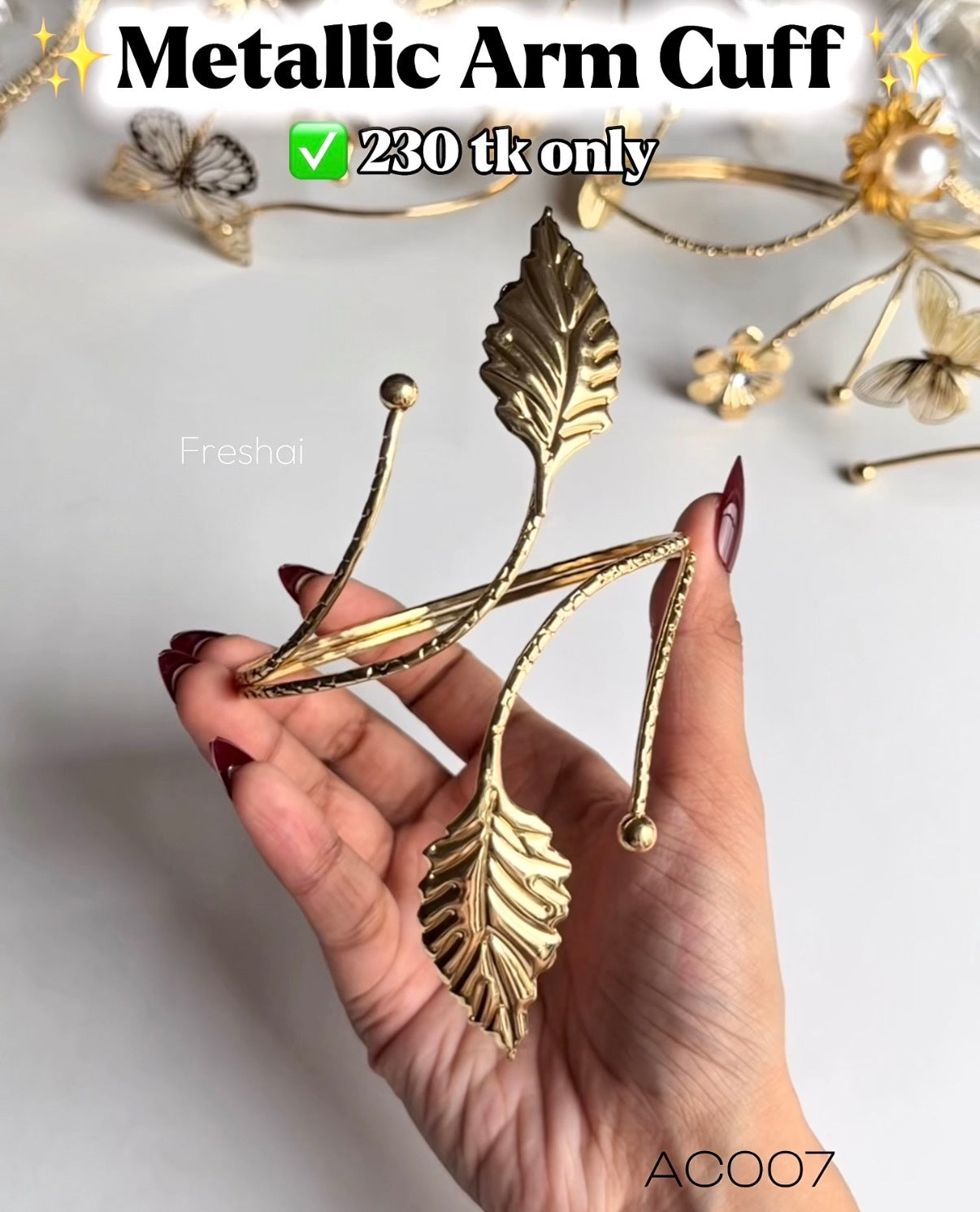 Metallic Leaf Arm Cuff