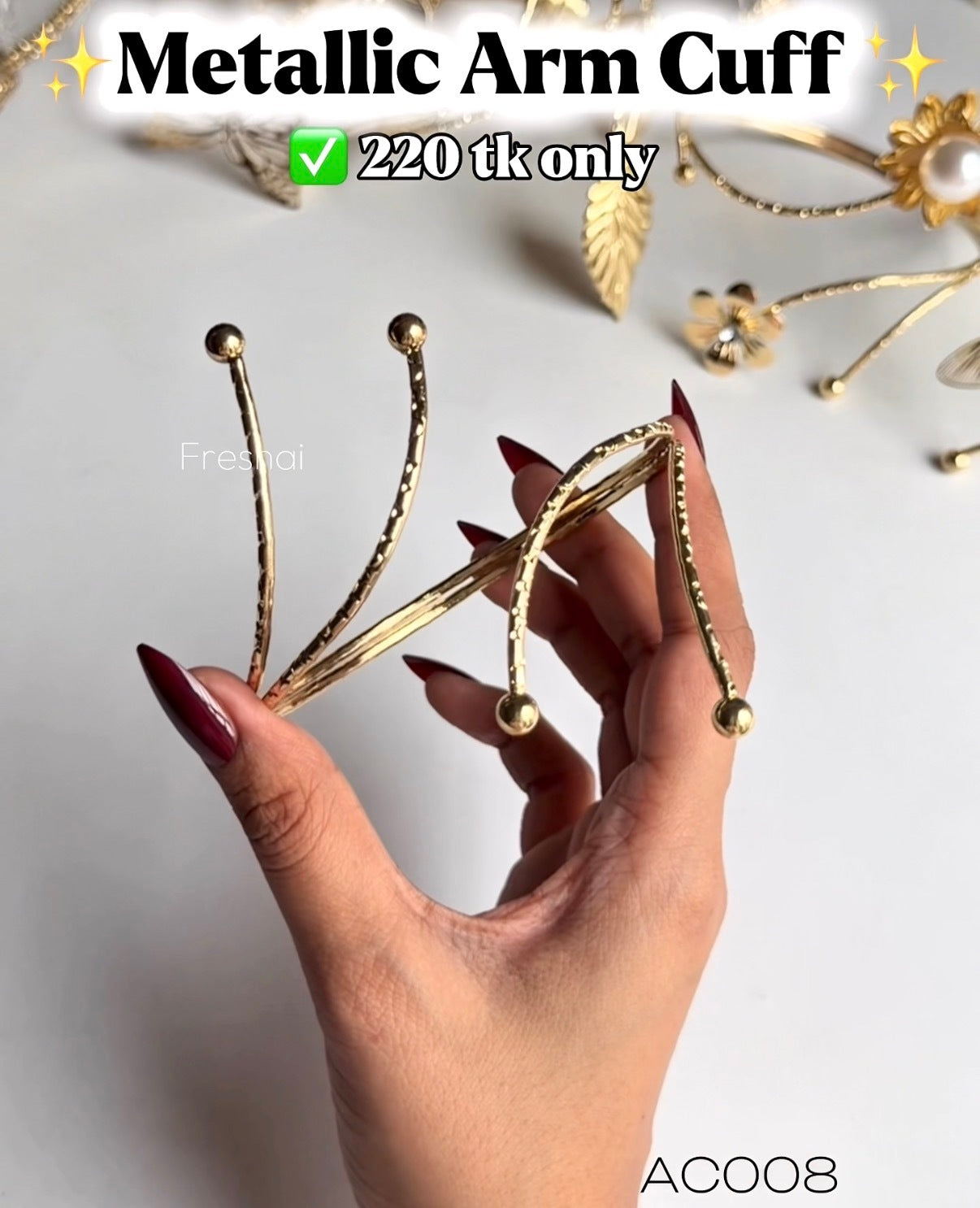 Metallic Minimalist Ball Arm Cuff