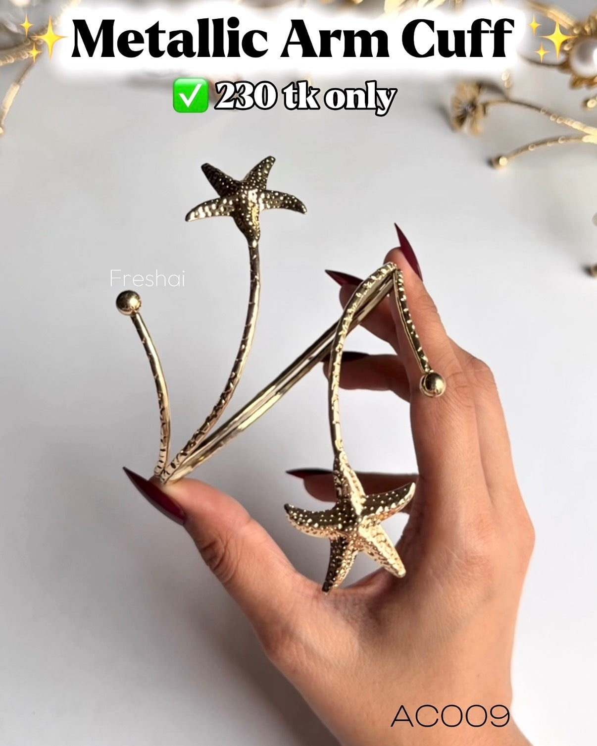 Metallic Starfish Arm Cuff