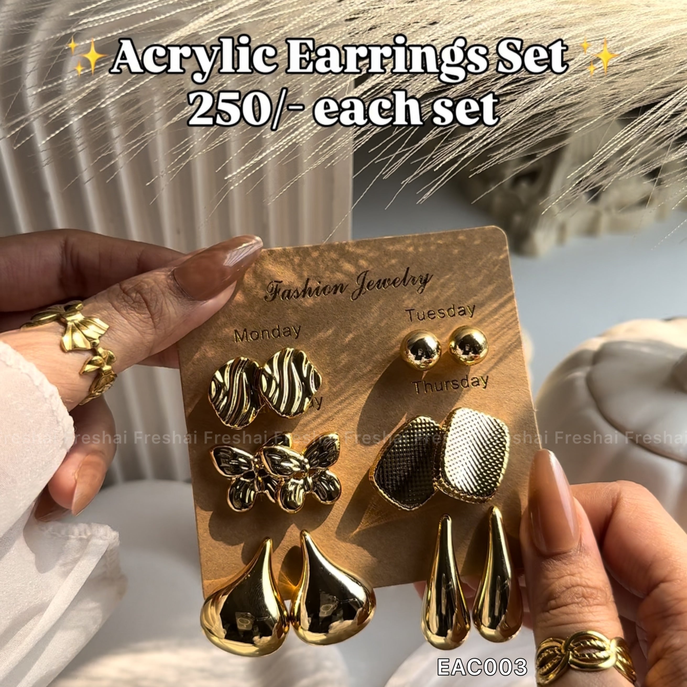 Gold Water Drop Style Earrings Set
