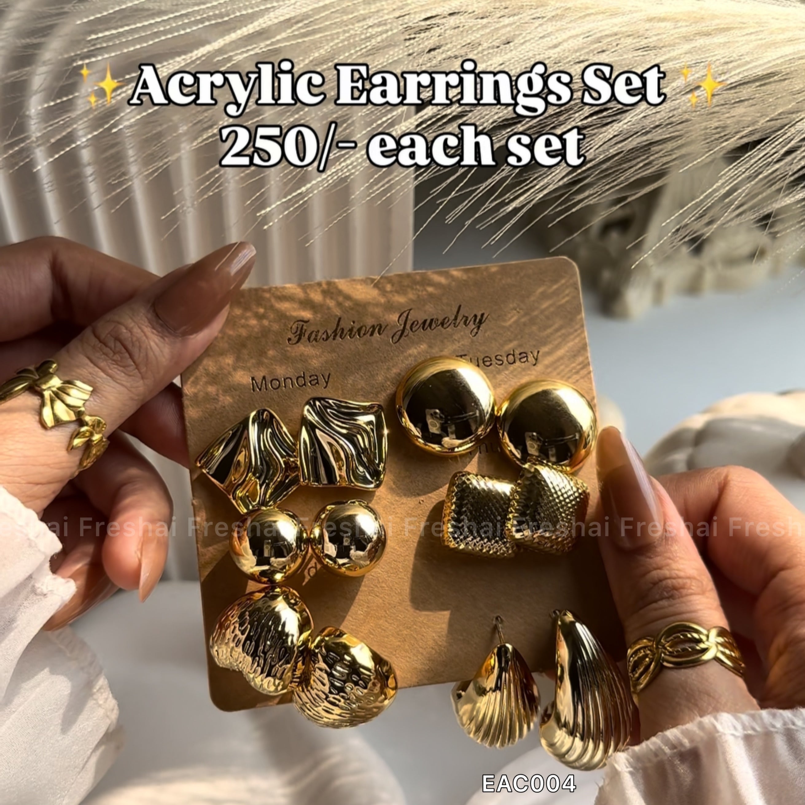 Gold Chunky Earrings Set