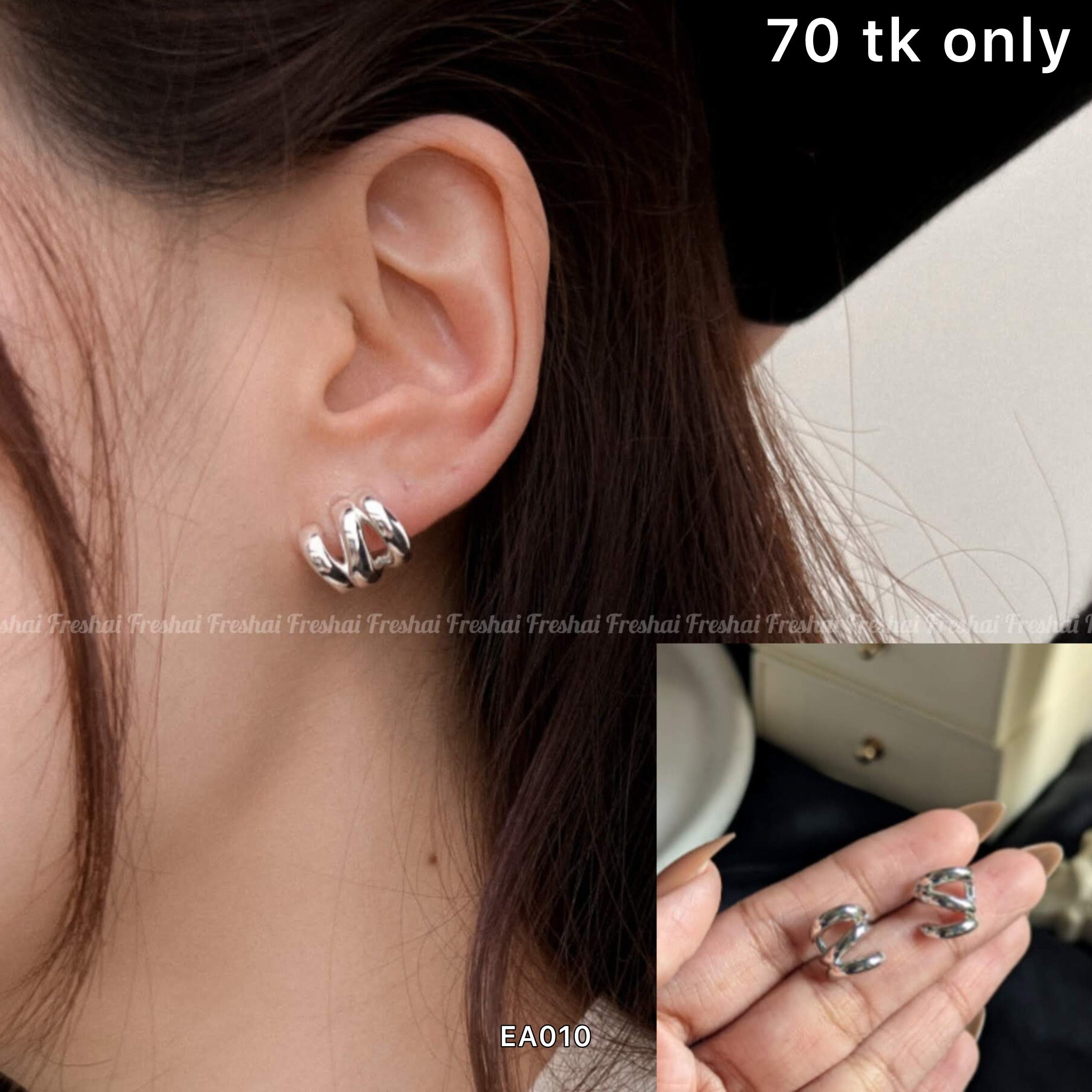 The Trio Silver Huggie Hoops Earrings