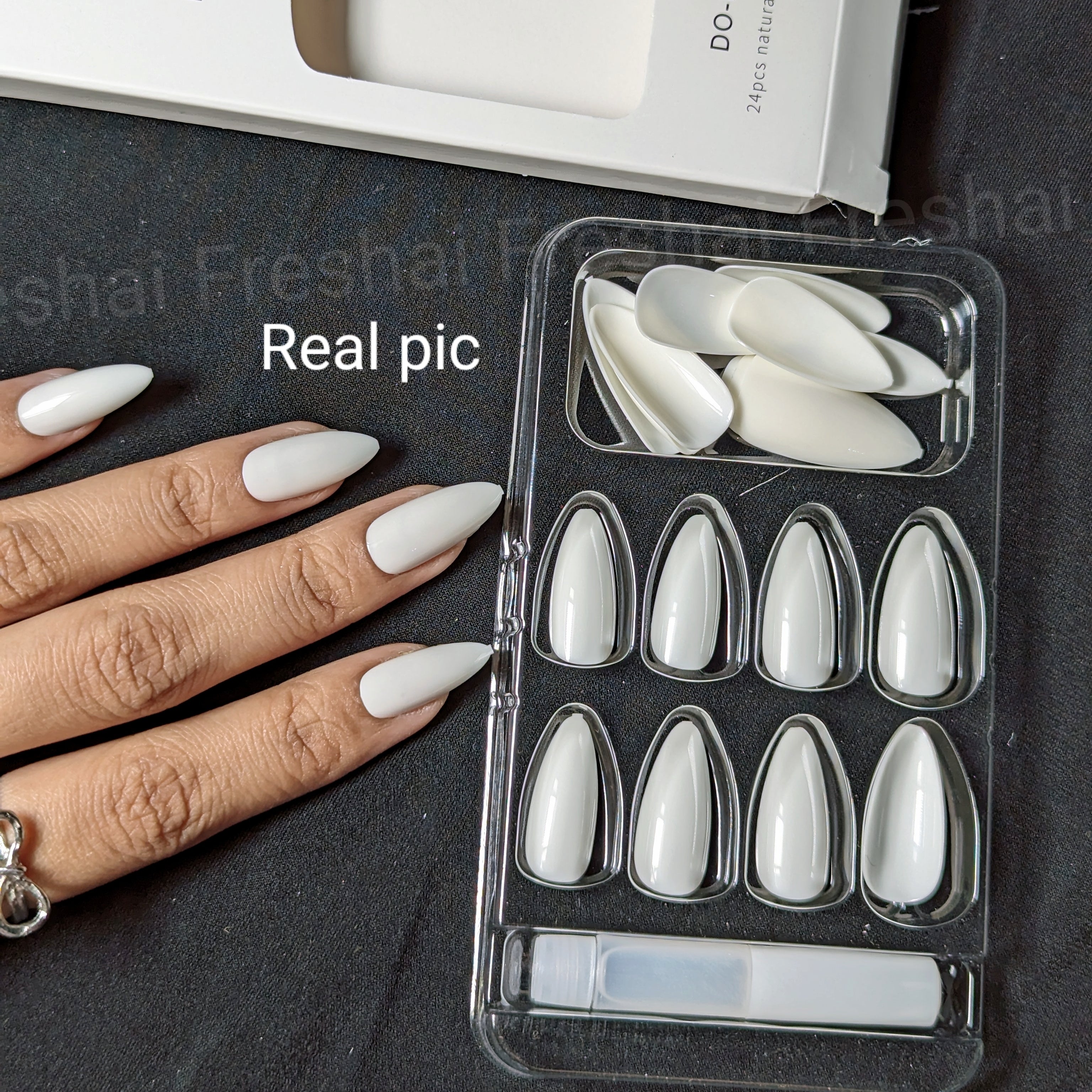 White Almond Shaped Press On Nails