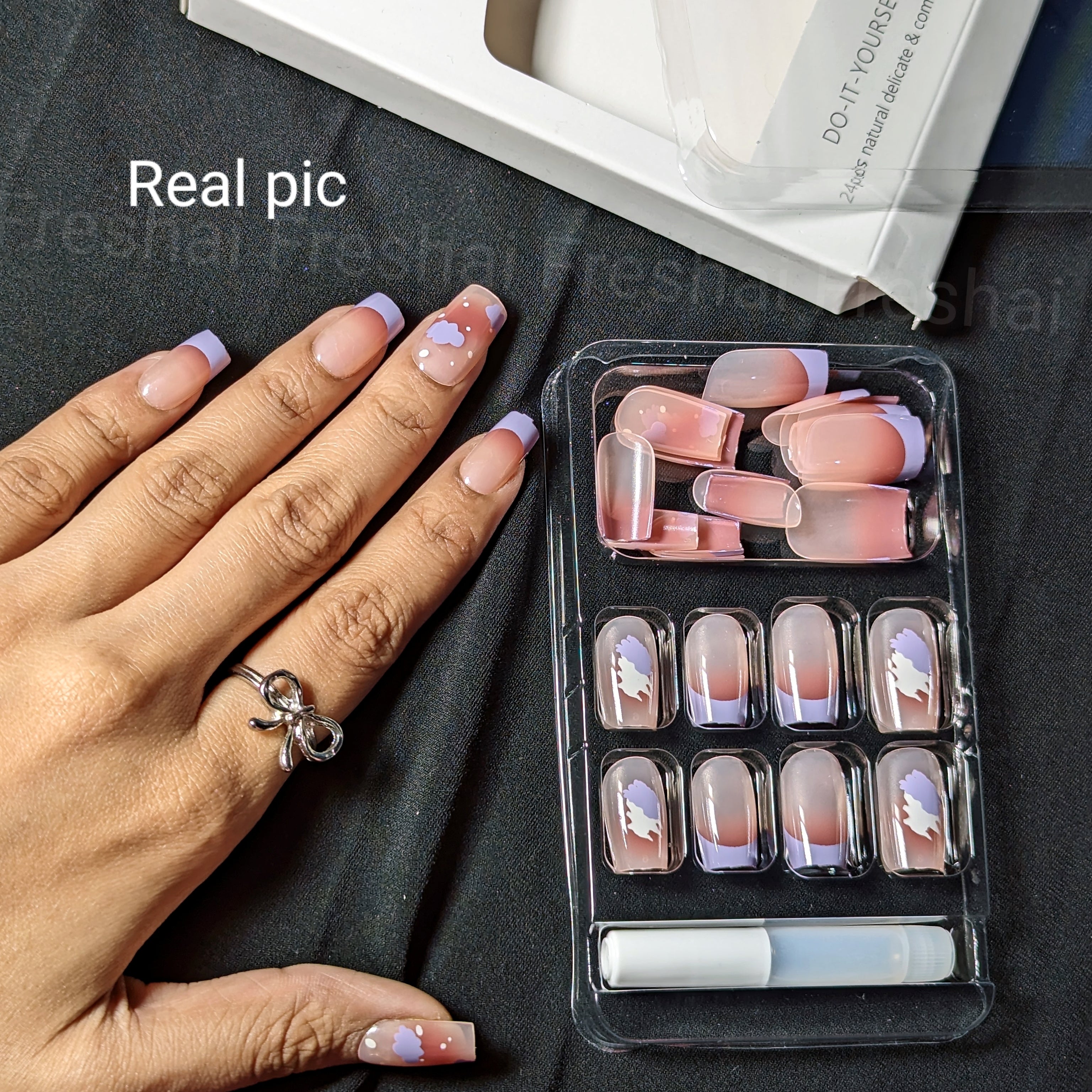 Lavender French Style Press On Nails