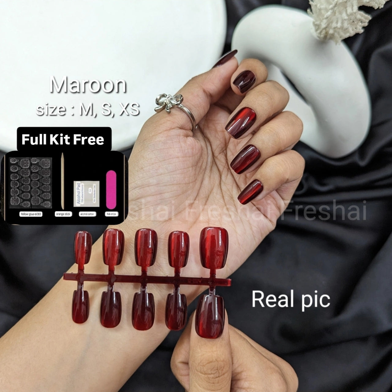 Maroon Cat Eye Nails