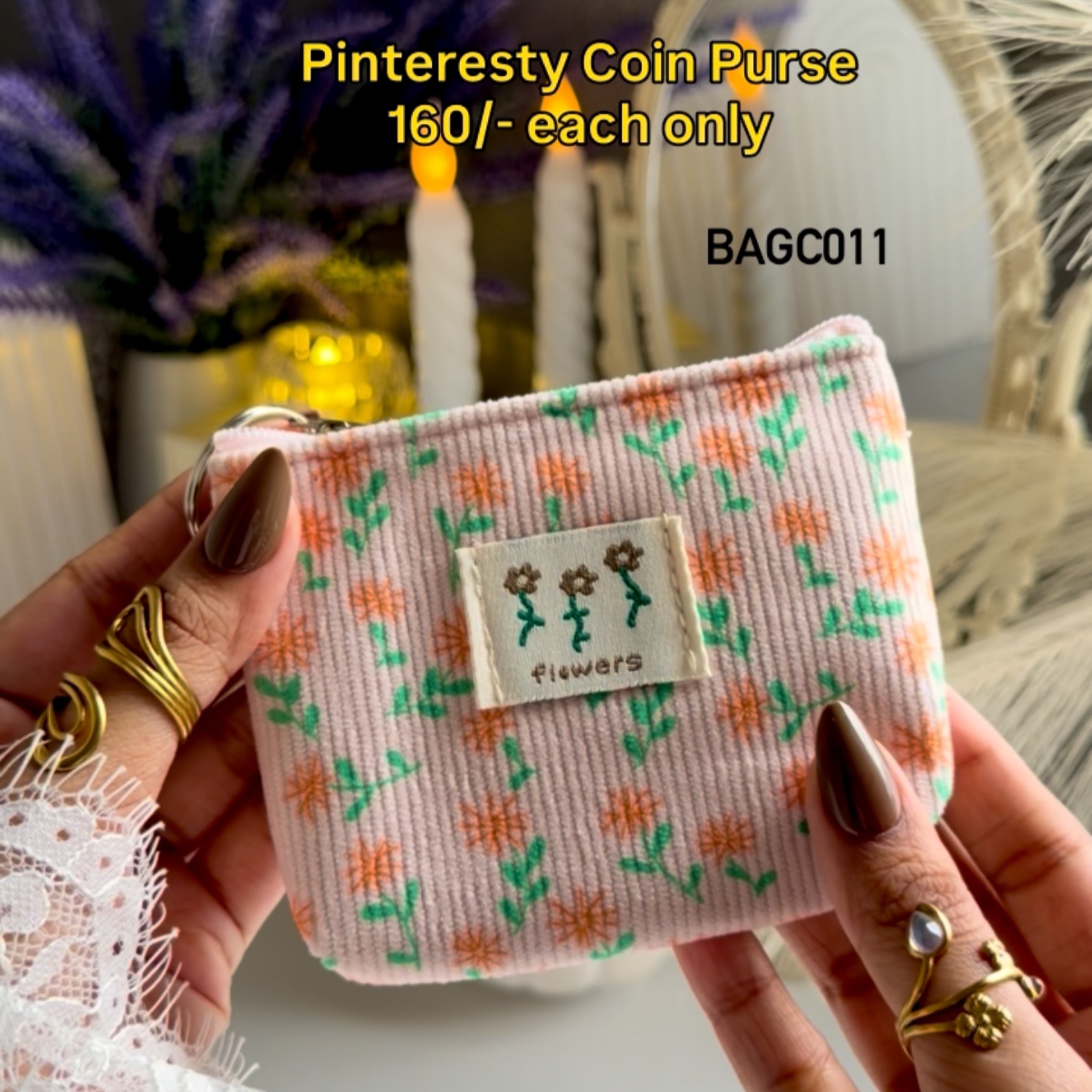 Pinteresty Peach Floral Coin Purse