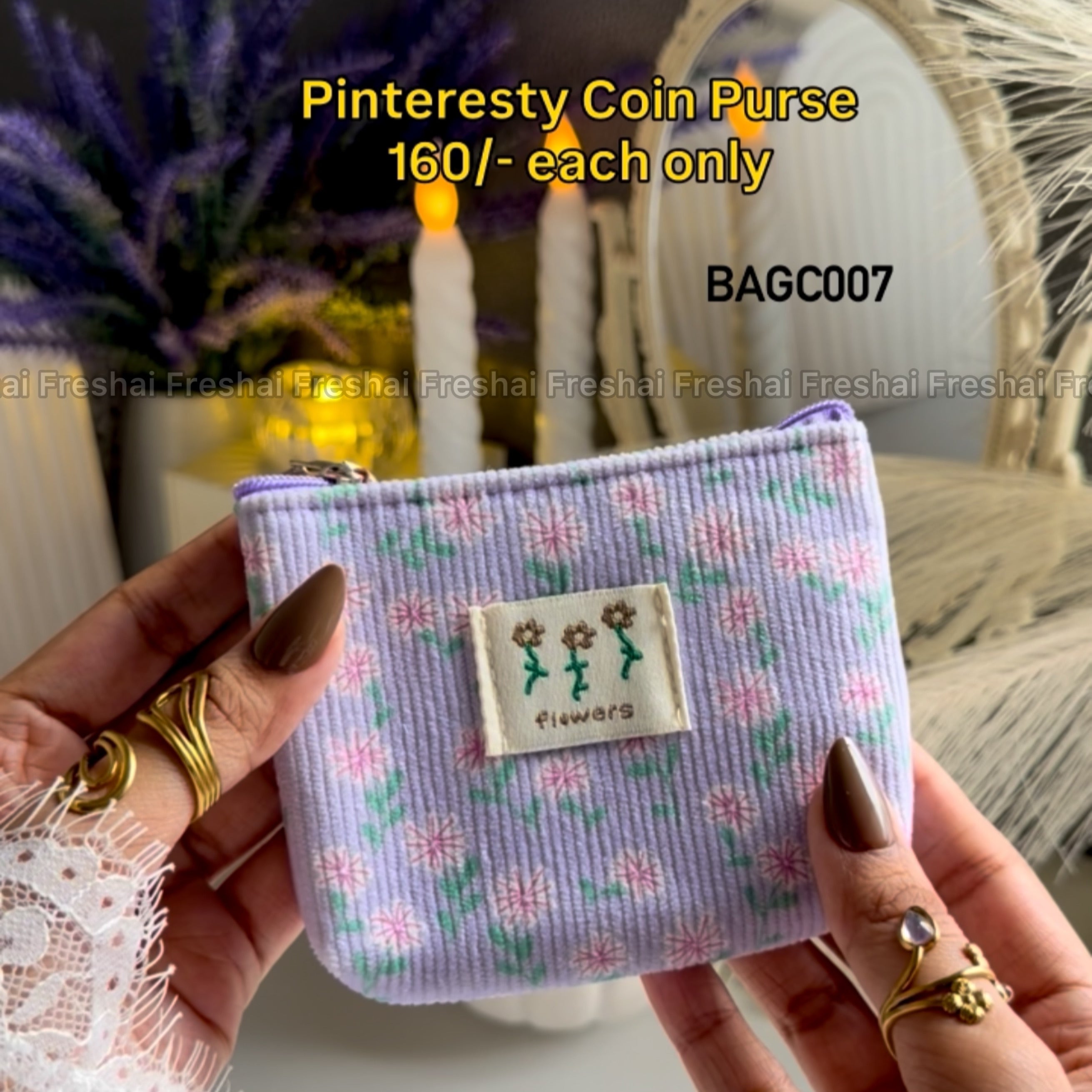 Pinteresty Purple Floral Coin Purse