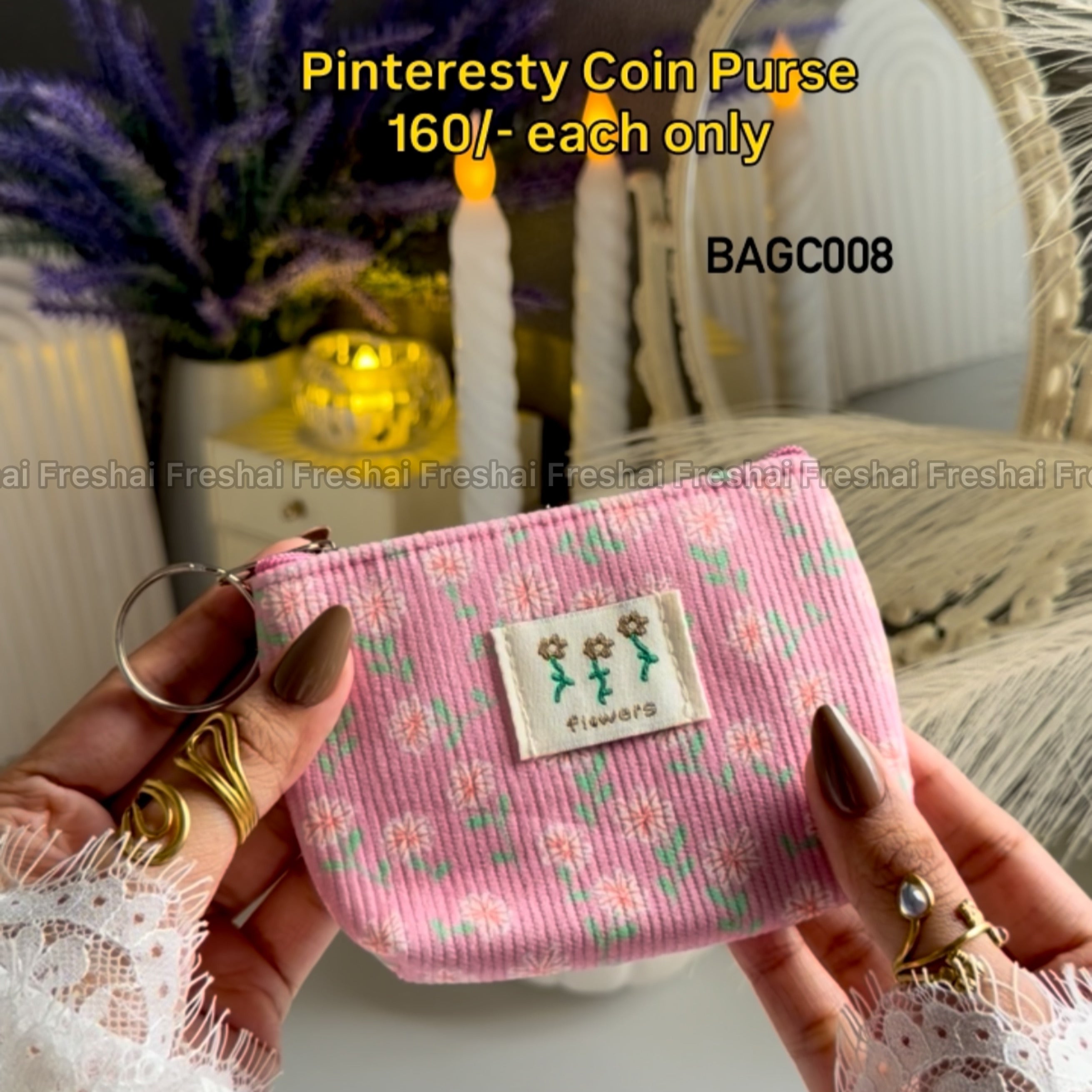 Pinteresty Pink Floral Coin Purse