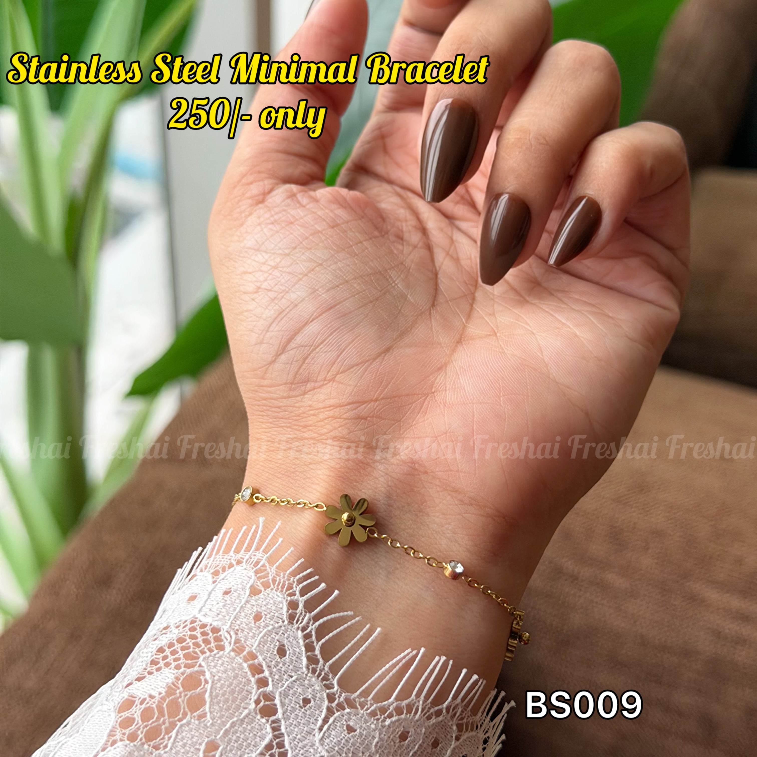 Minimal Golden Floral Stainless Steel Bracelet