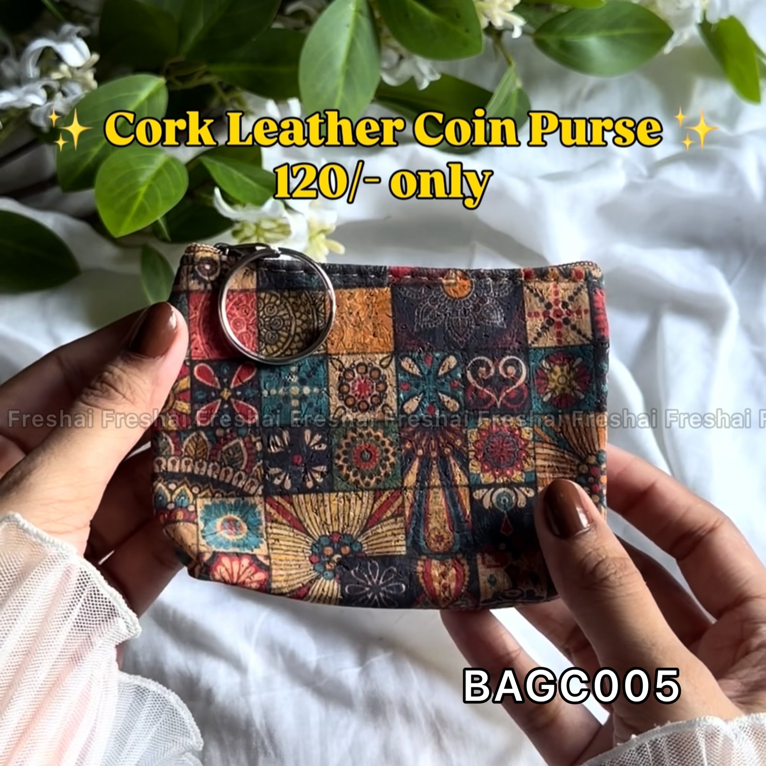 Patchwork Mandala Cork Leather Coin Purse