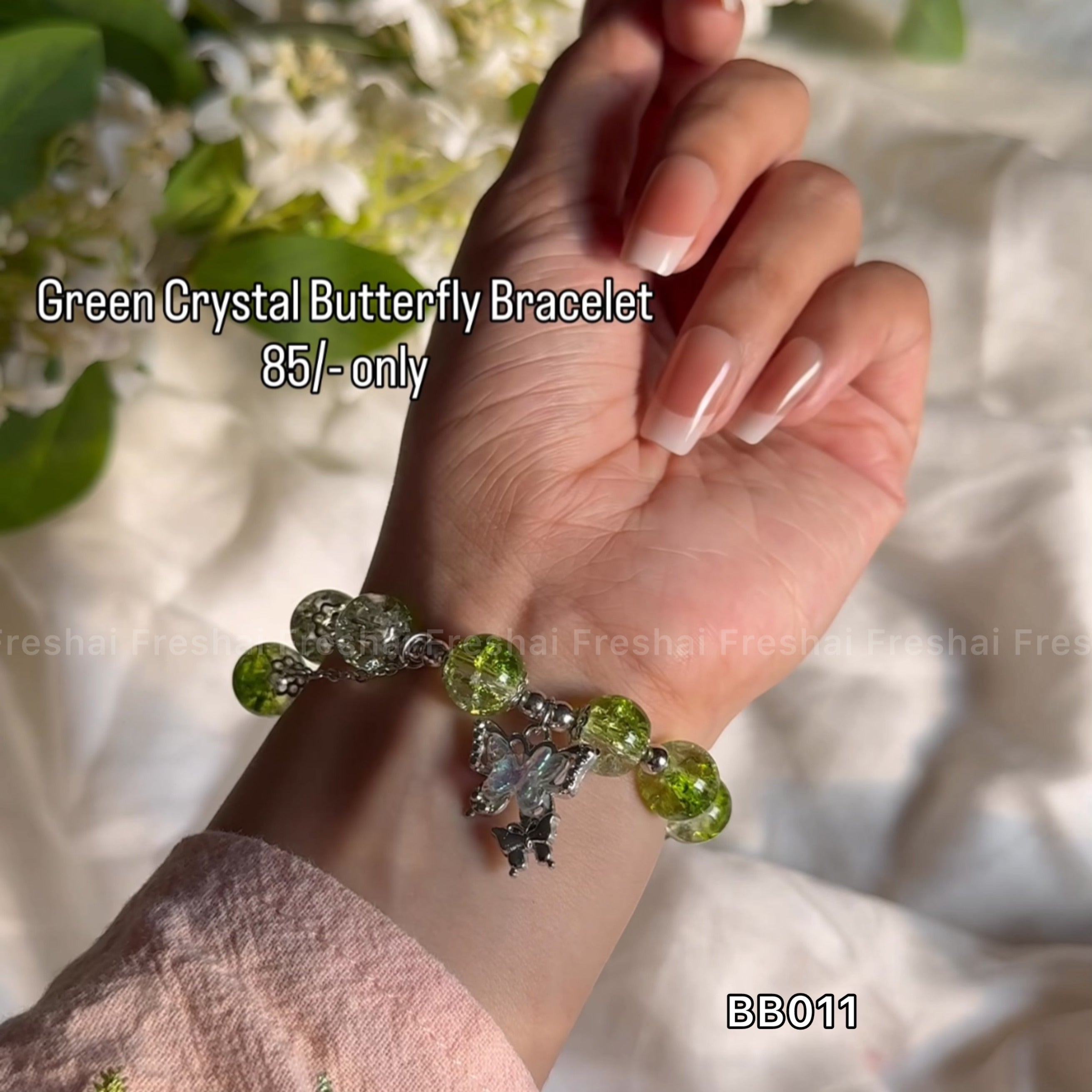 Jingle Beaded Bracelet - Green/Clear