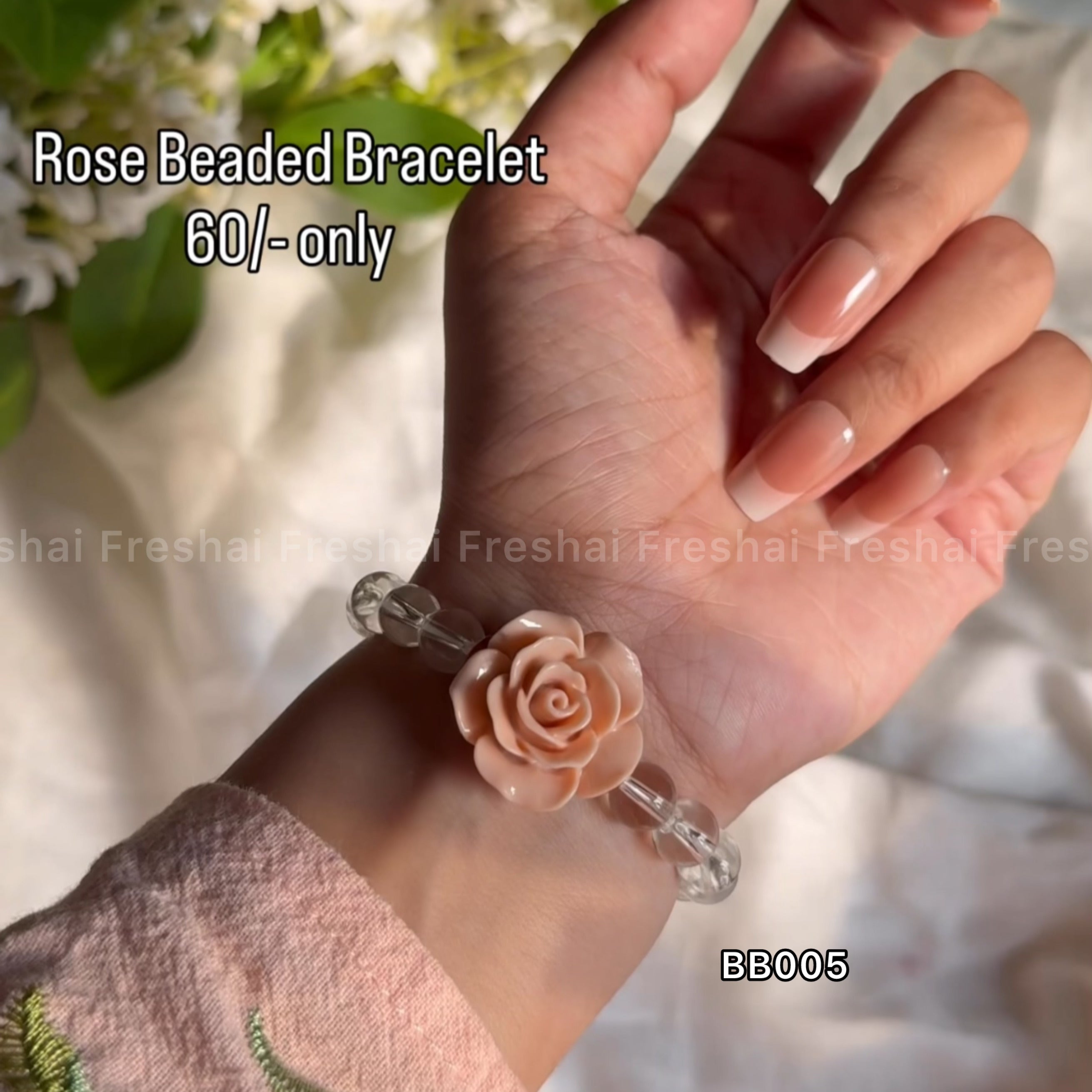 Rose Beaded Bracelet - Transparent