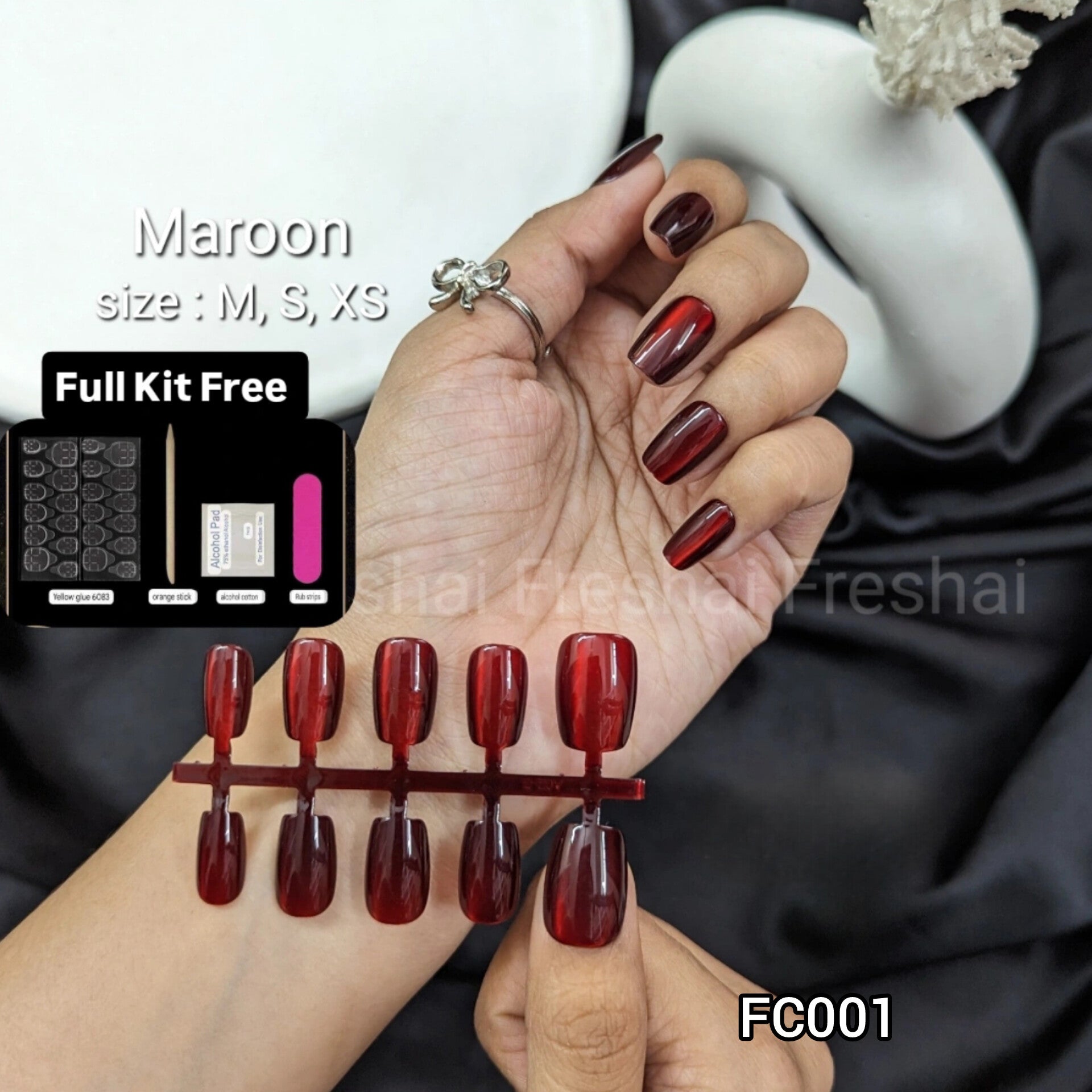 Maroon Cat Eye Nails