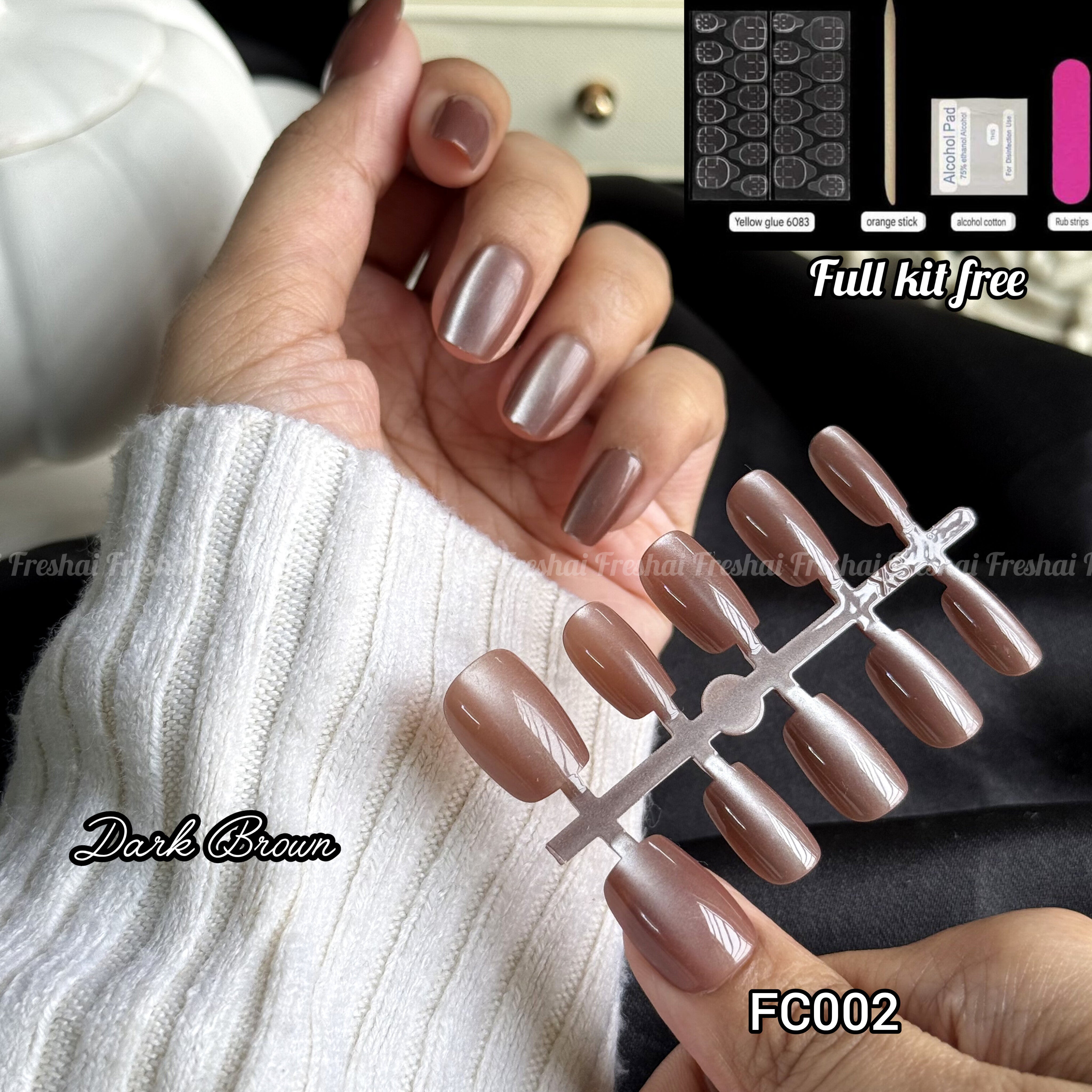 Dark Brown Cat Eye Nails
