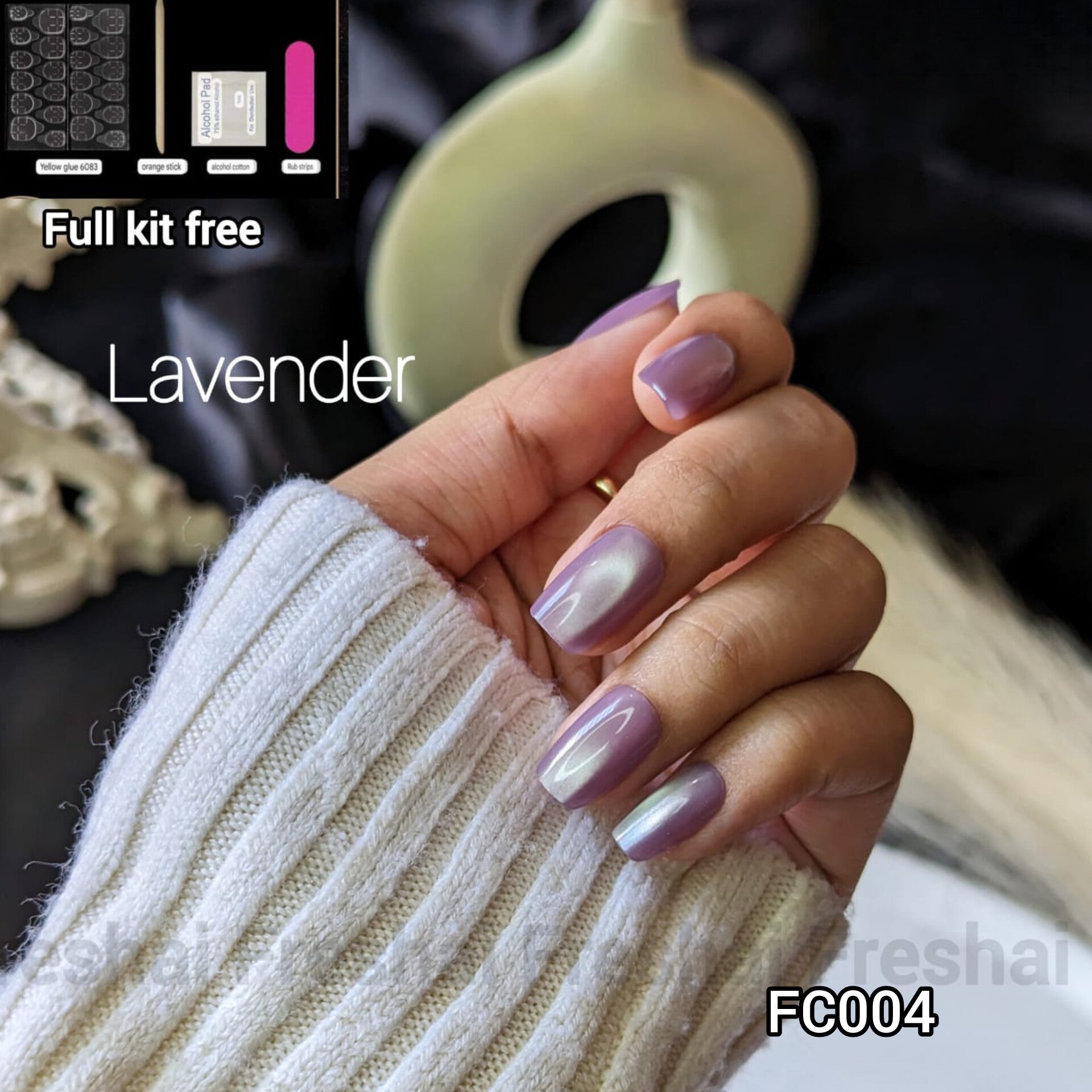 Lavender Cat Eye Nails Set