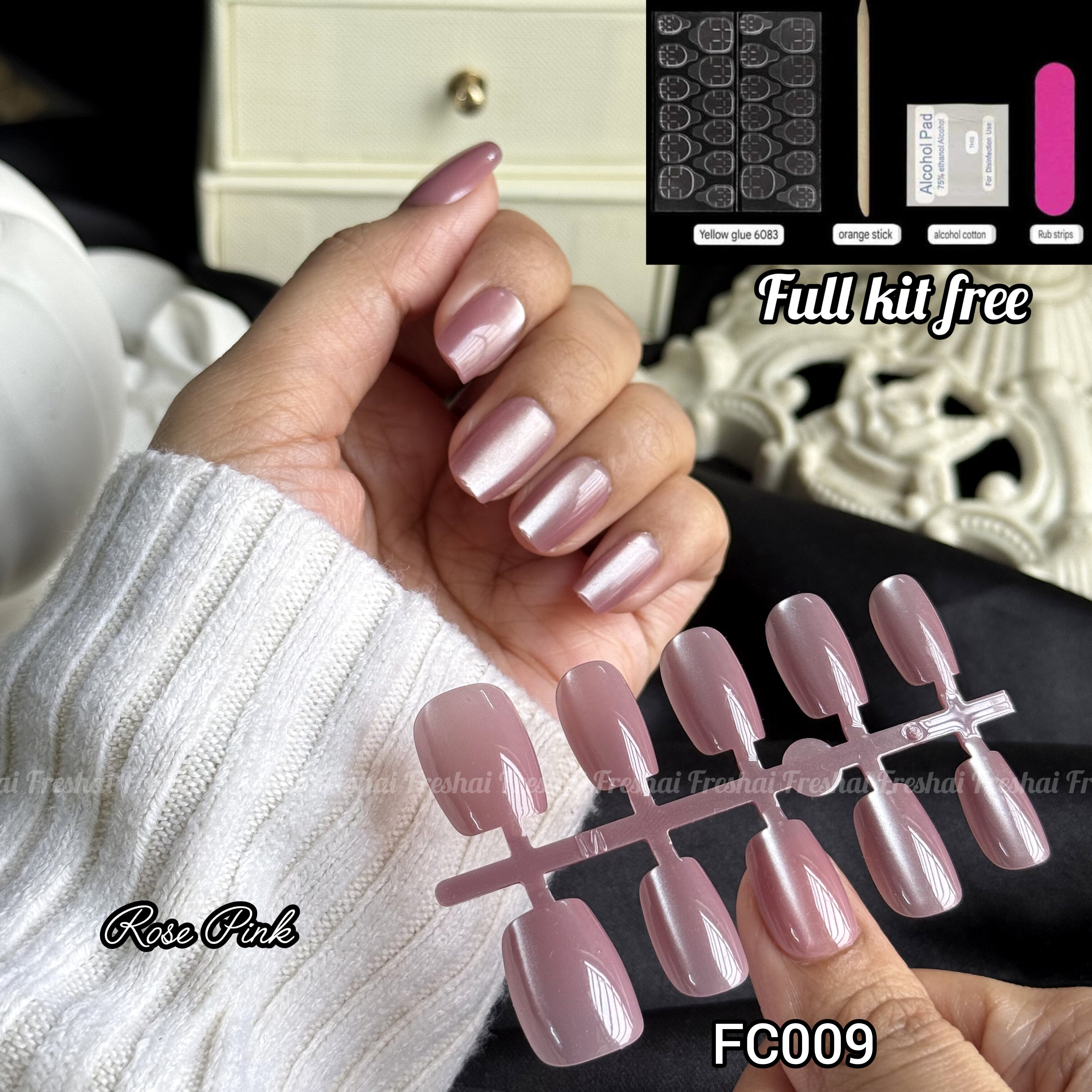 Rose Pink Cat Eye Nails