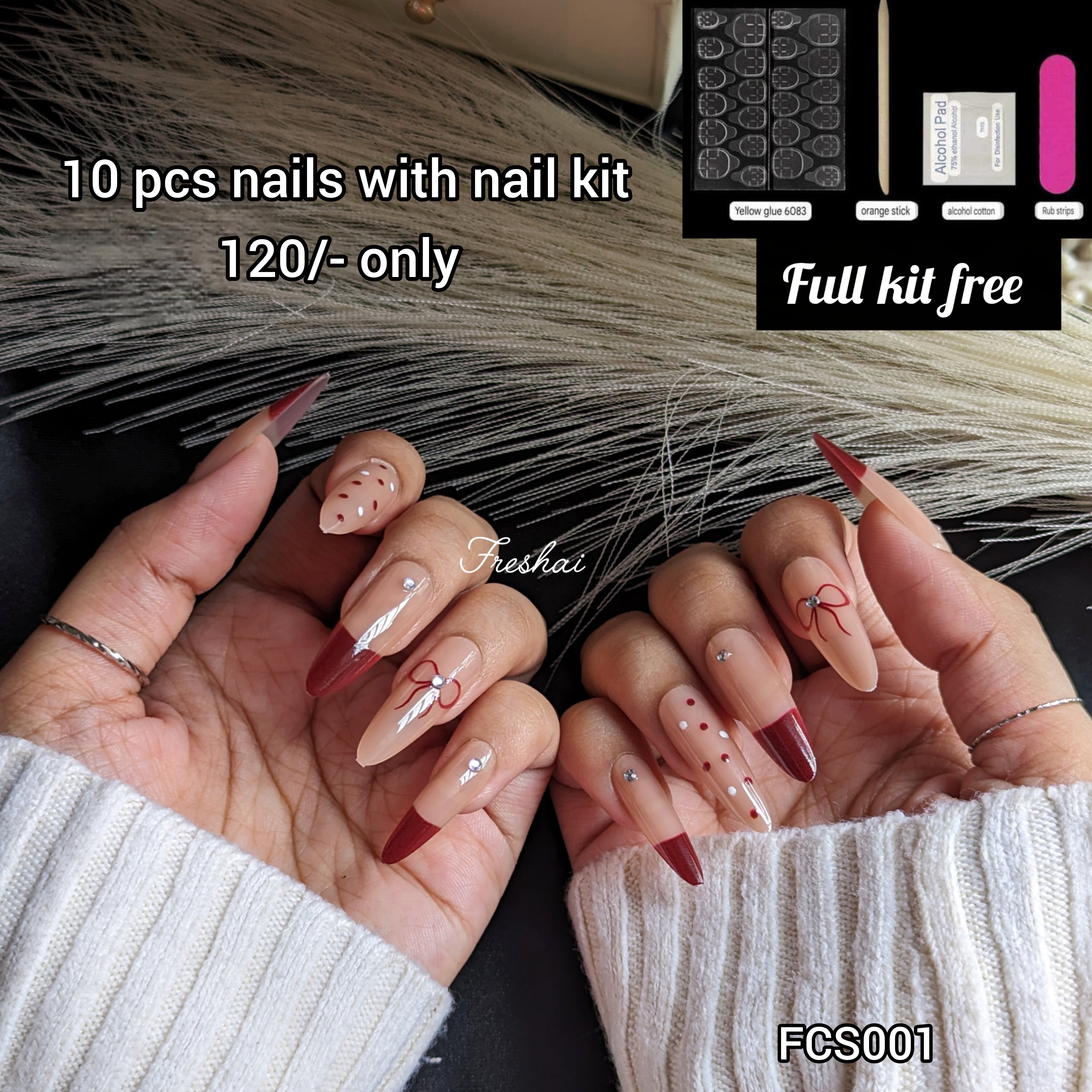 Cat Eye Red Bow Nails