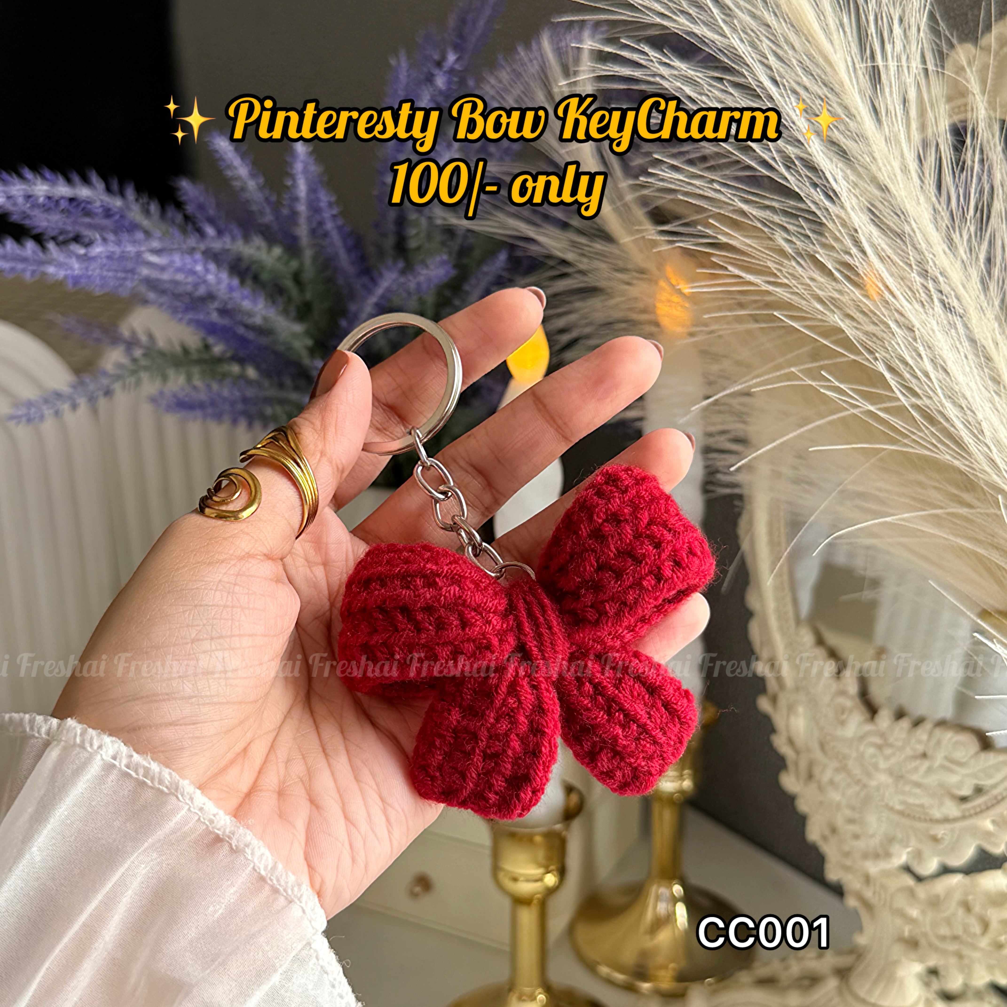 Crimson Red Bow Crochet charm