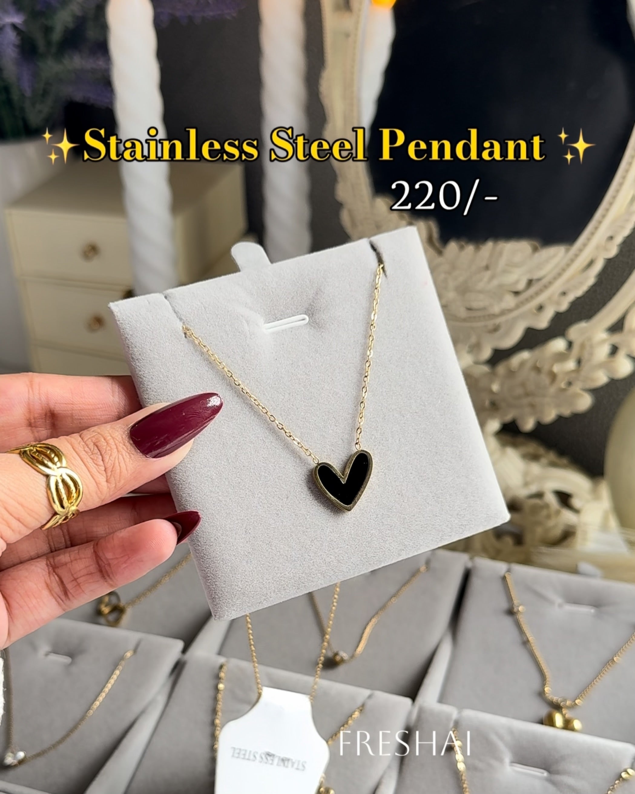 Black Heart Stainless Steel Pendant