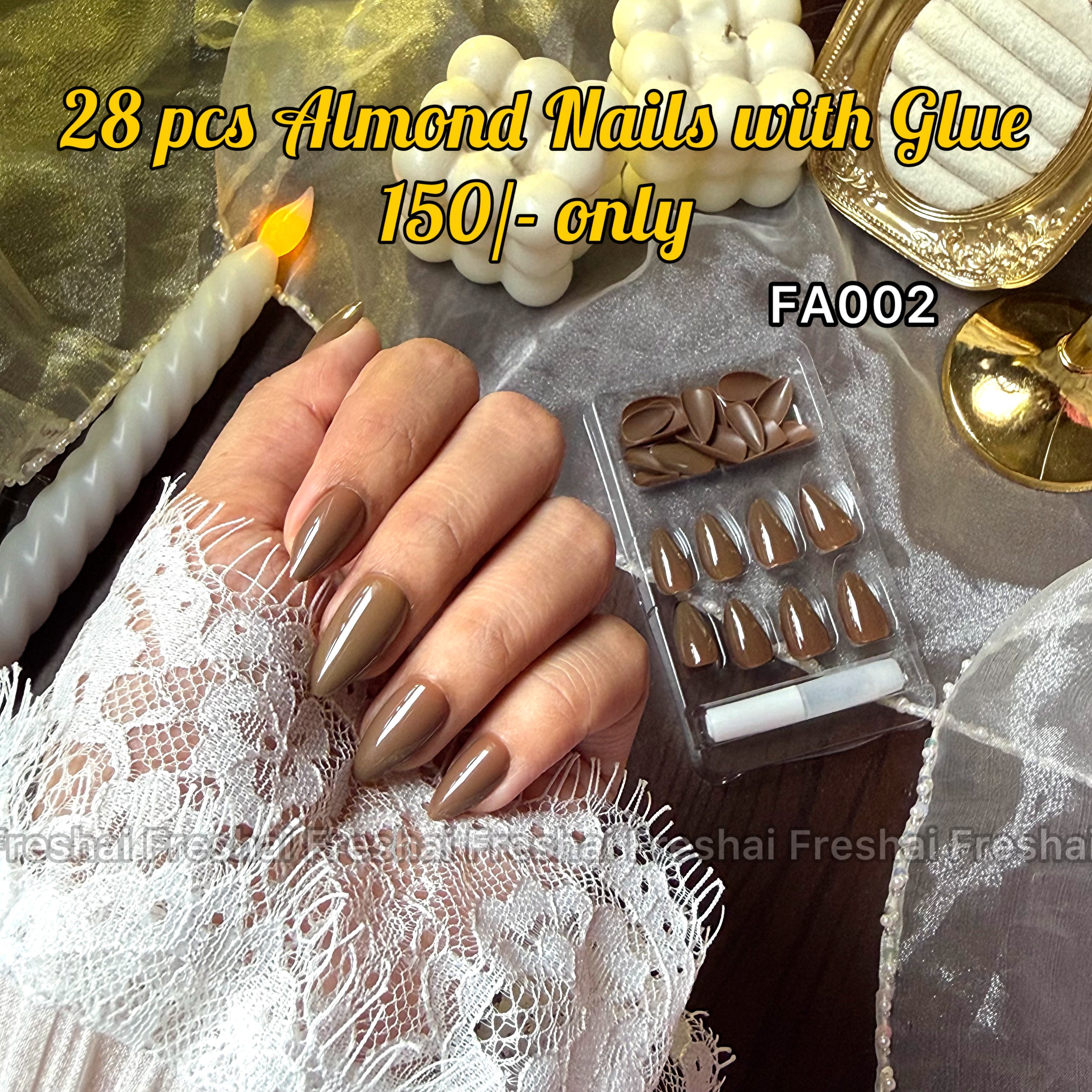 Brown Almond Fake Nails