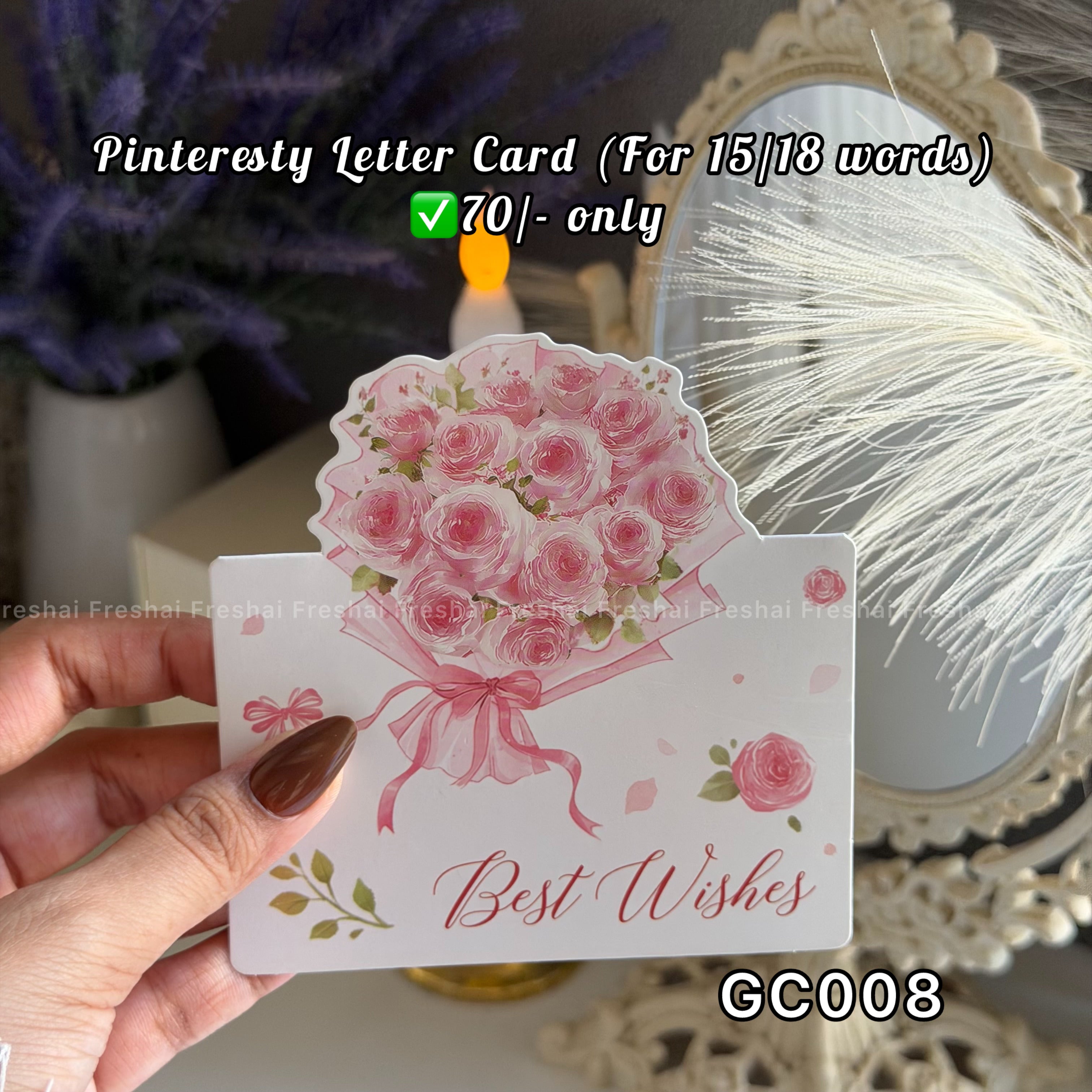 Pink Rose Bouquet Best Wishes Gift Card