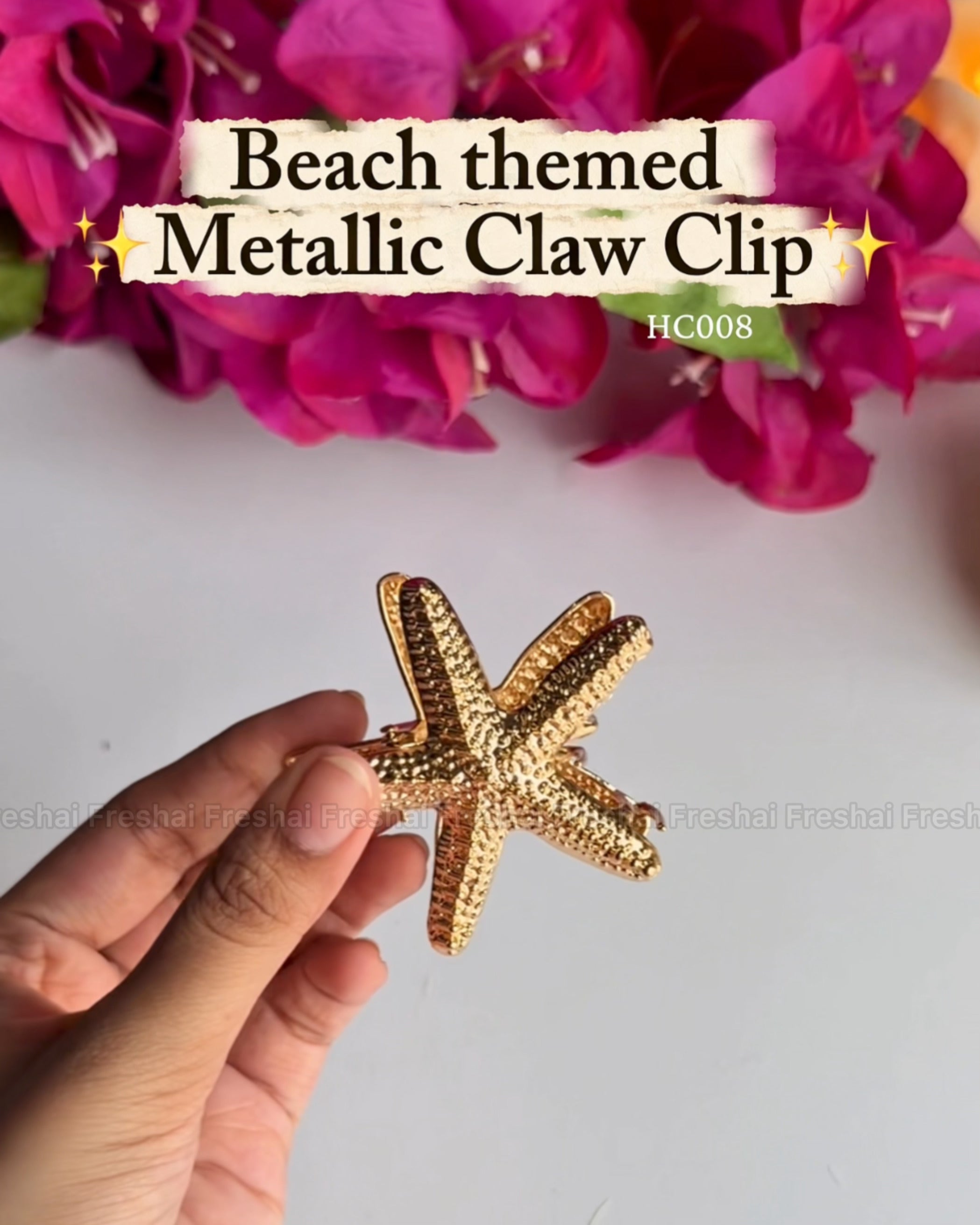 Beach themed Metallic Claw Clip