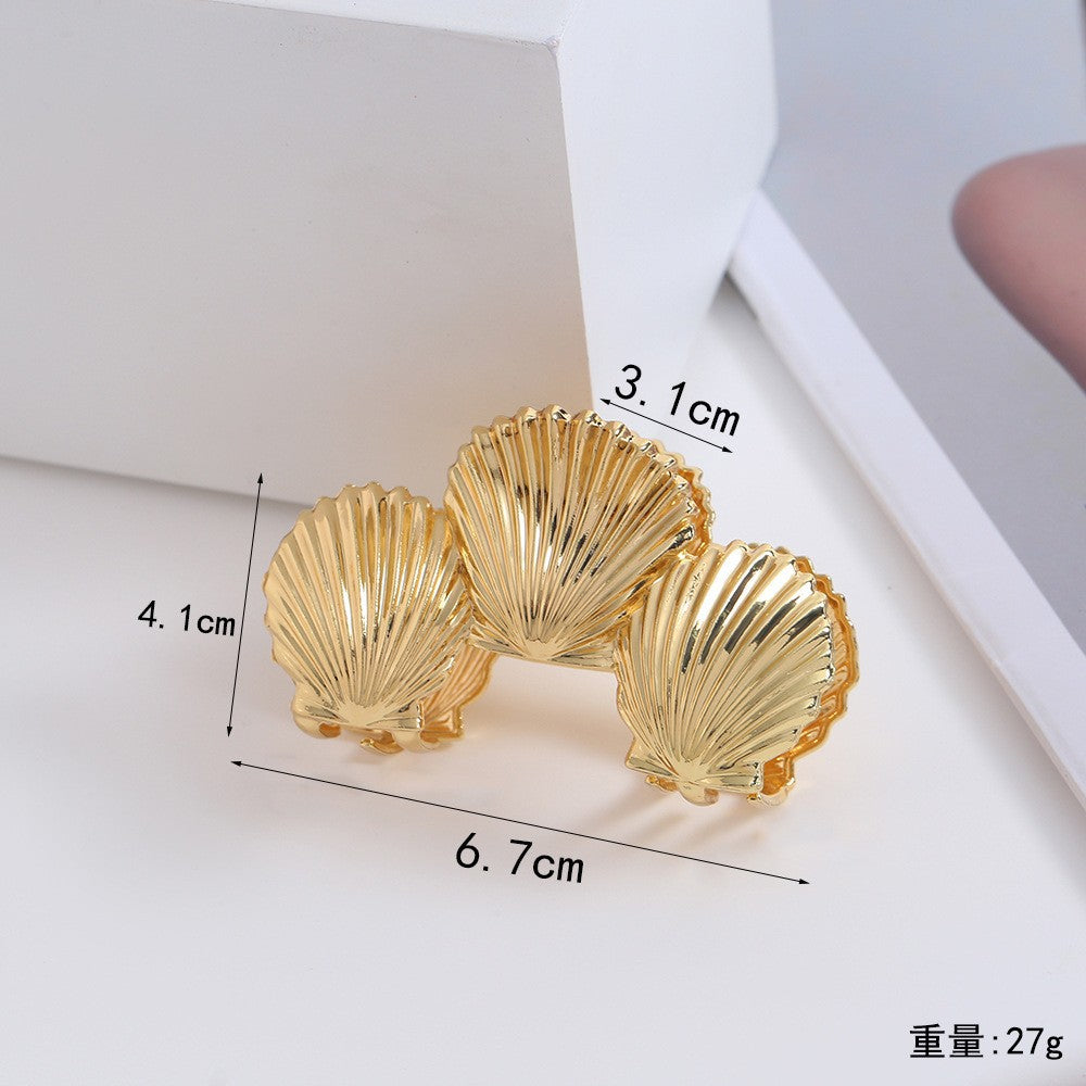 Layered Seashell Beach Metallic Claw Clip