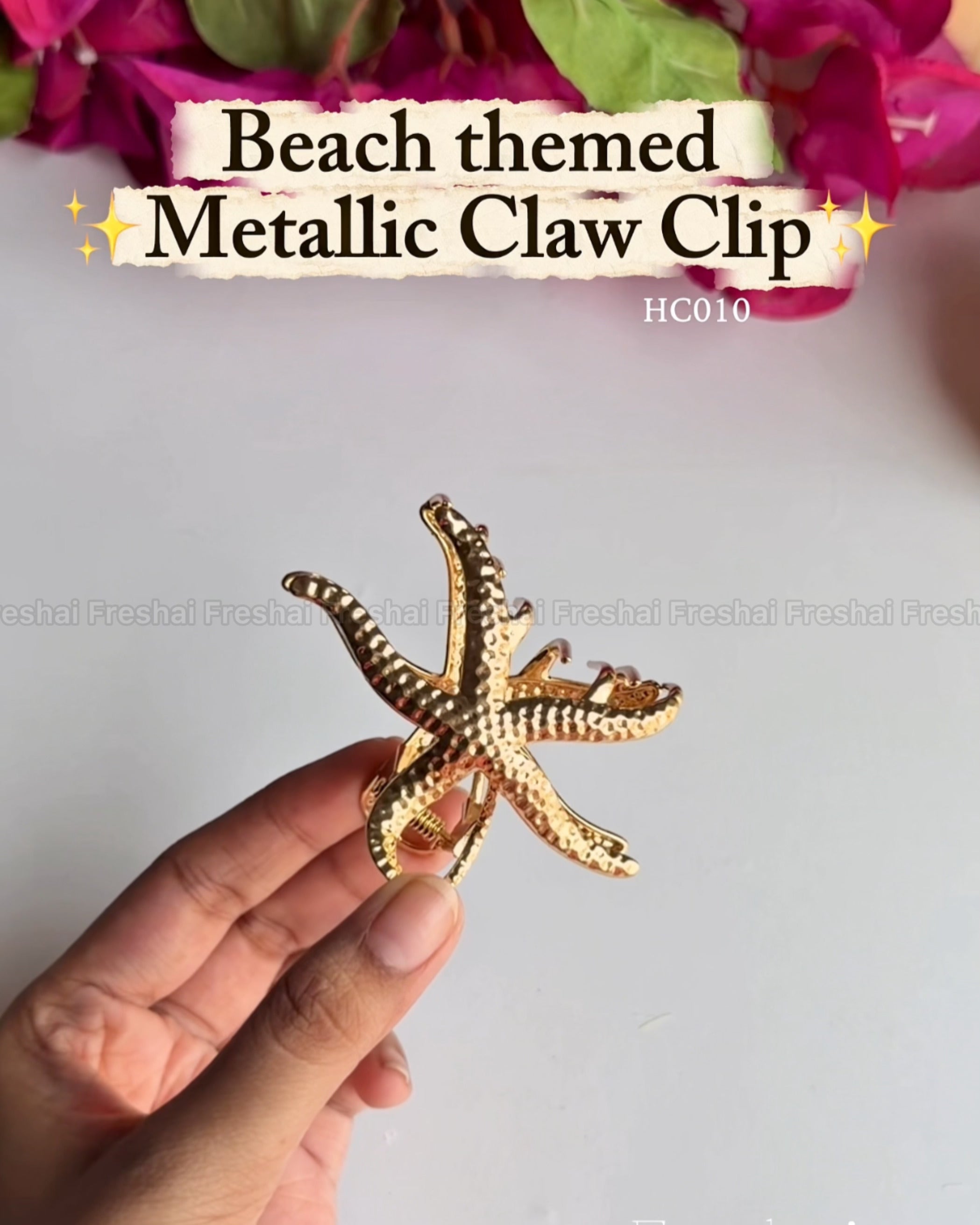 Large Starfish Beach Metallic Claw Clip
