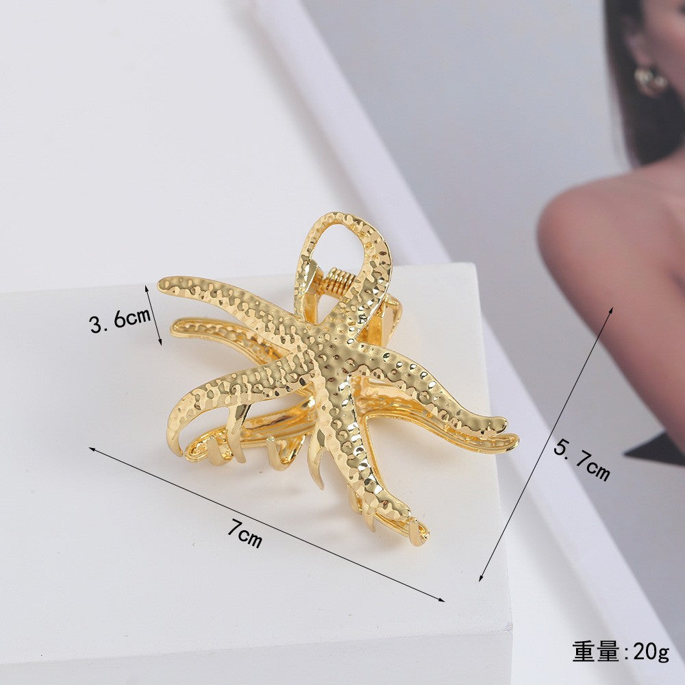 Large Starfish Beach Metallic Claw Clip