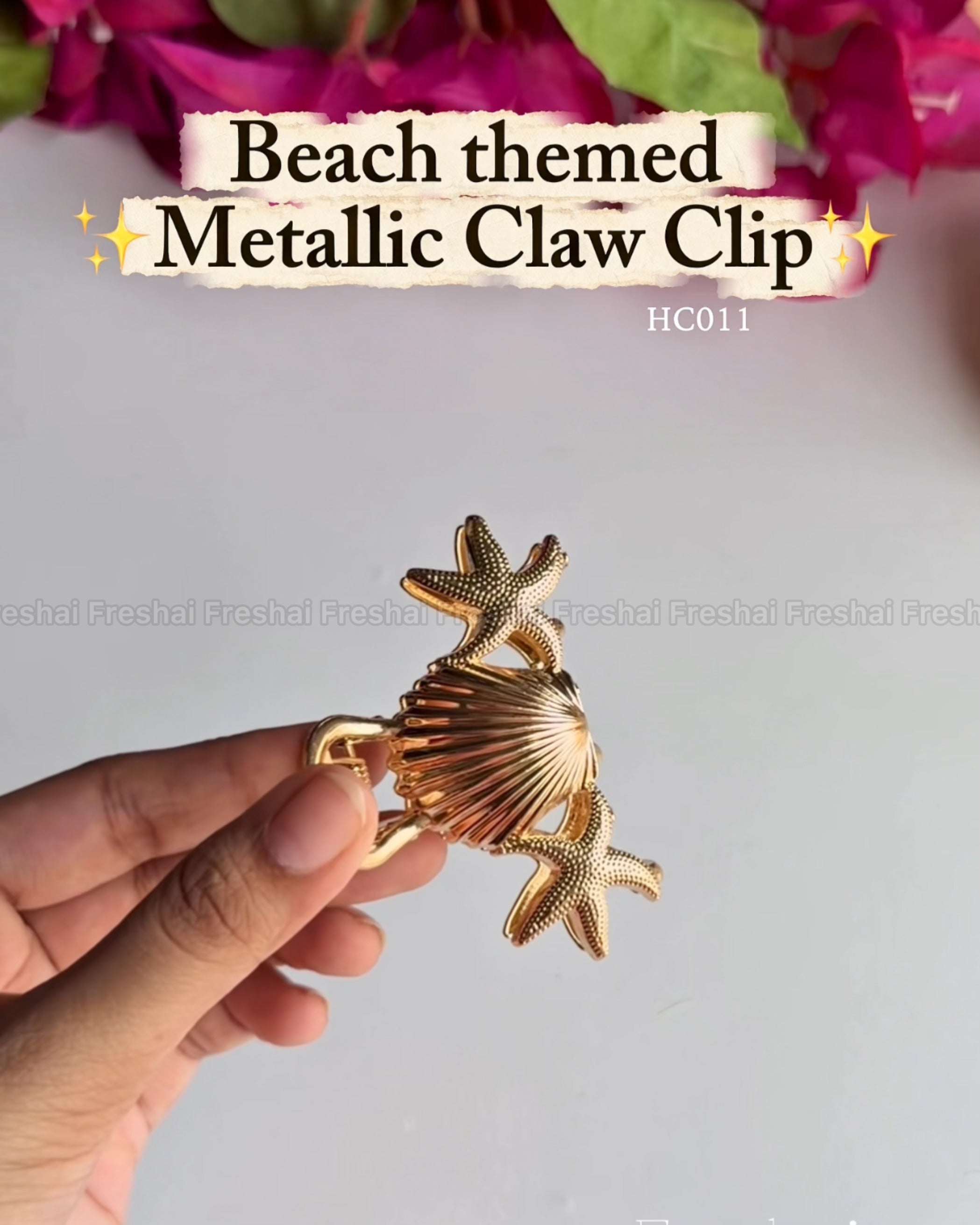 Seashell & Starfish Beach Metallic Claw Clip