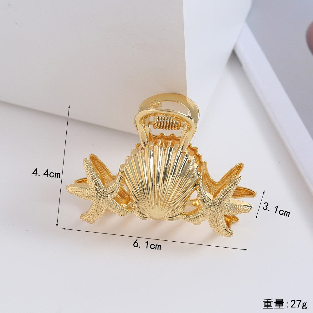 Seashell & Starfish Beach Metallic Claw Clip