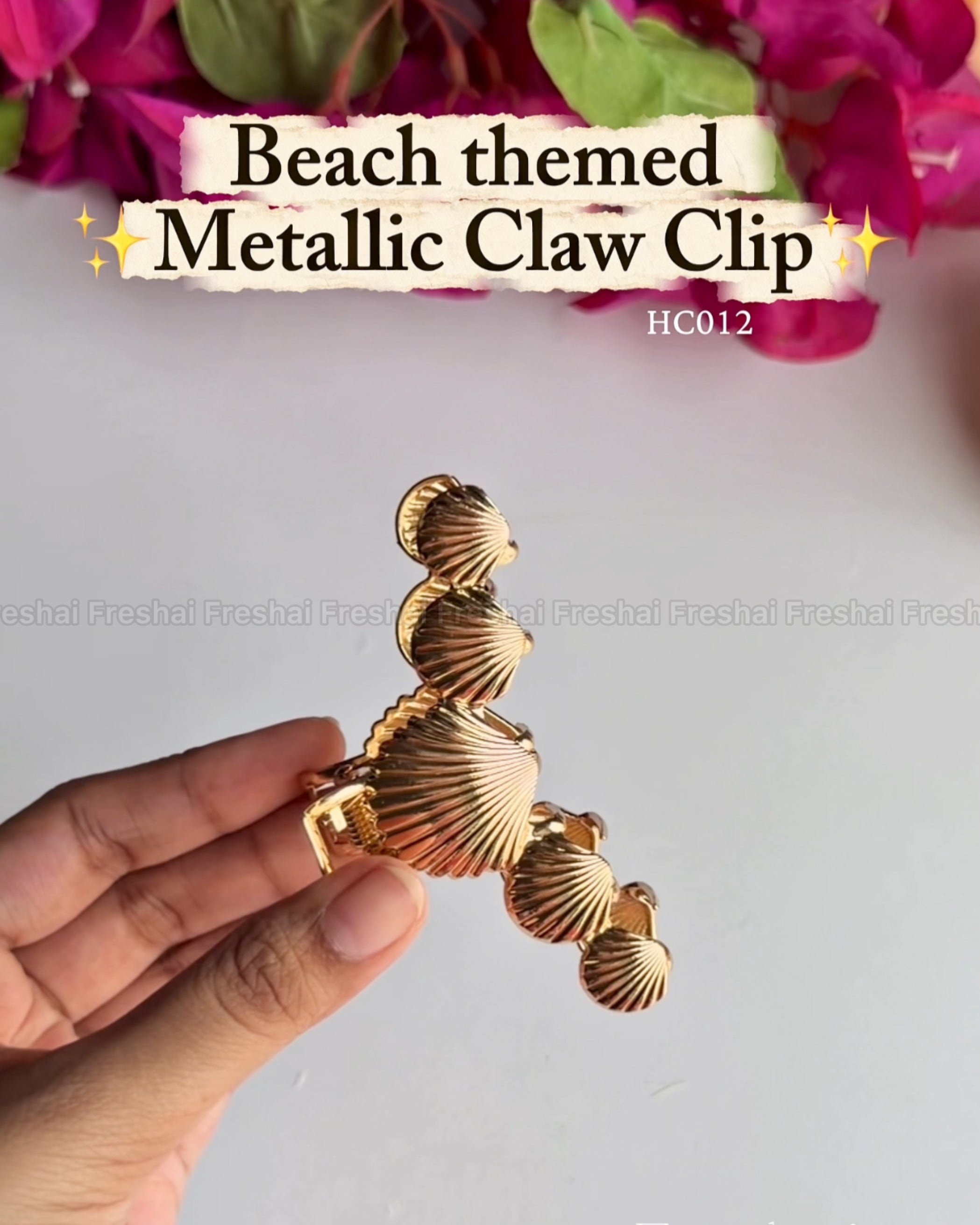 Multi-Seashell Beach Metallic Claw Clip