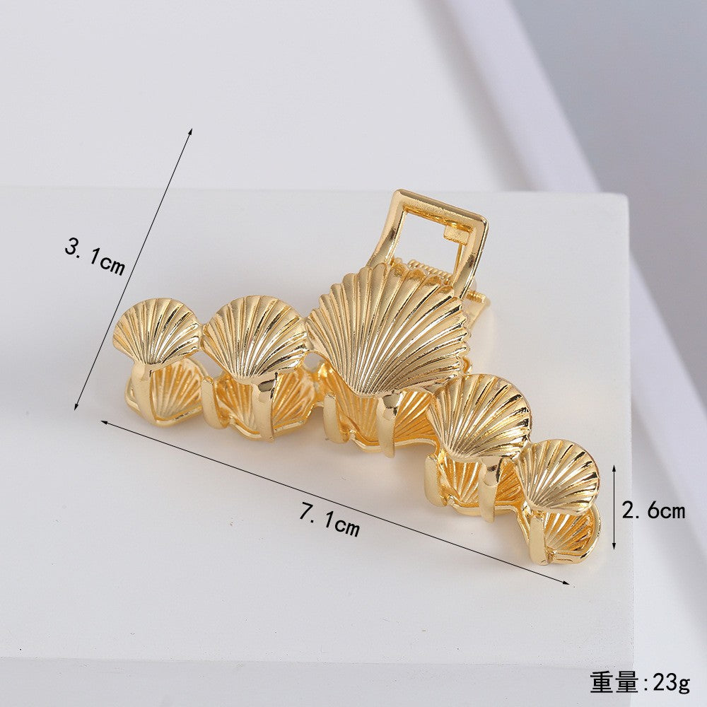 Multi-Seashell Beach Metallic Claw Clip